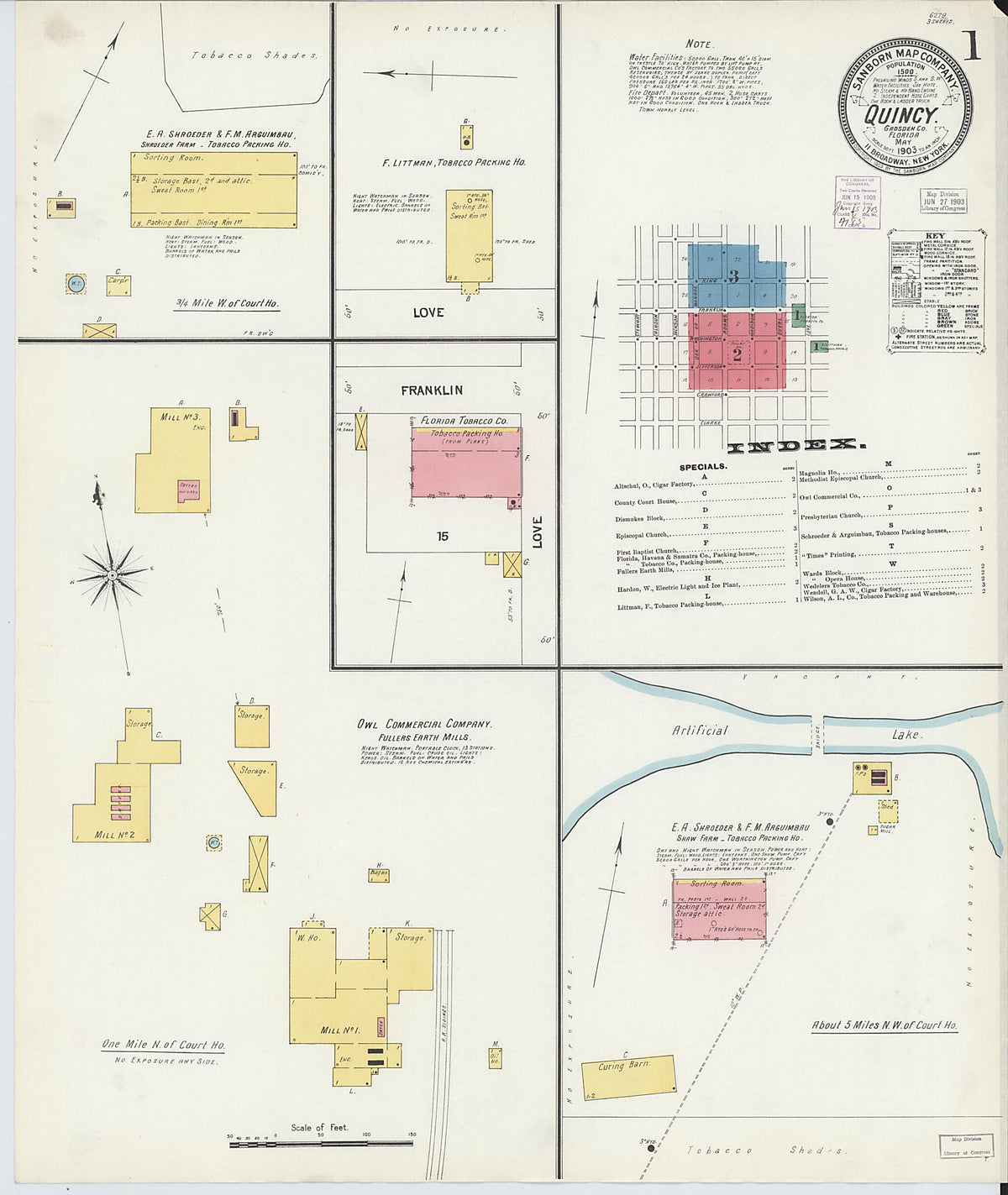 Quincy, Gadsden County, Florida 1903 (Sheet 1 of 3) by Relic Map Company