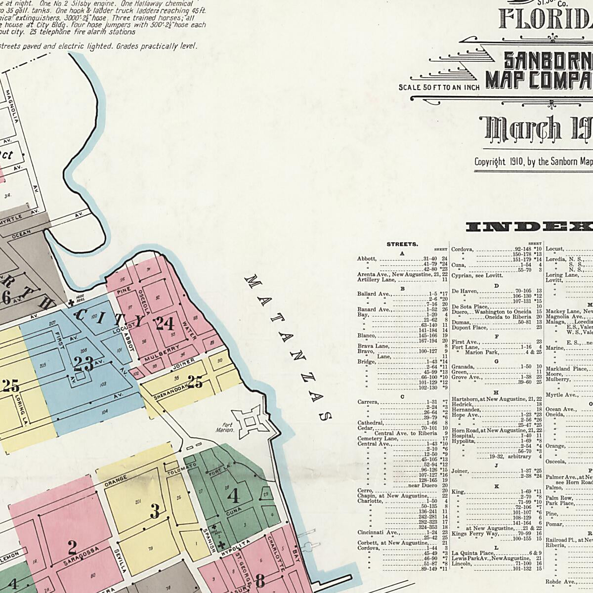 This old map of Saint Augustine, Saint John&