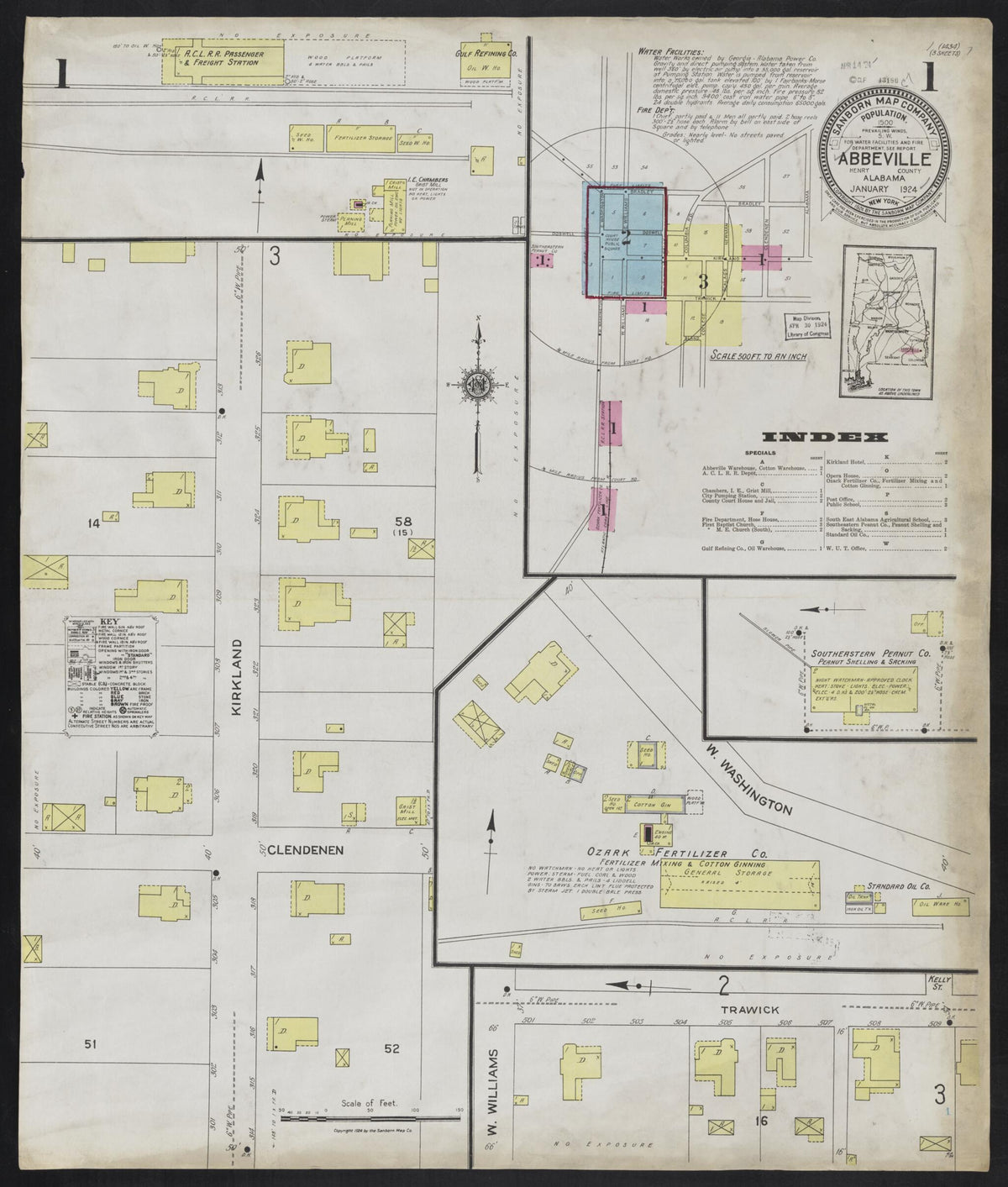 Abbeville, Henry County, Alabama 1924 (Sheet 1 of 3) by Relic Map Company
