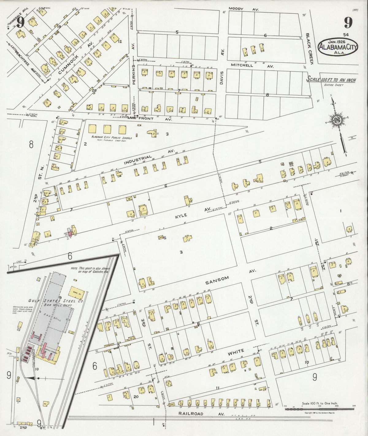 Alabama City, Etowah County, Alabama 1926 (Sheet 9 of 9) by Relic Map Company