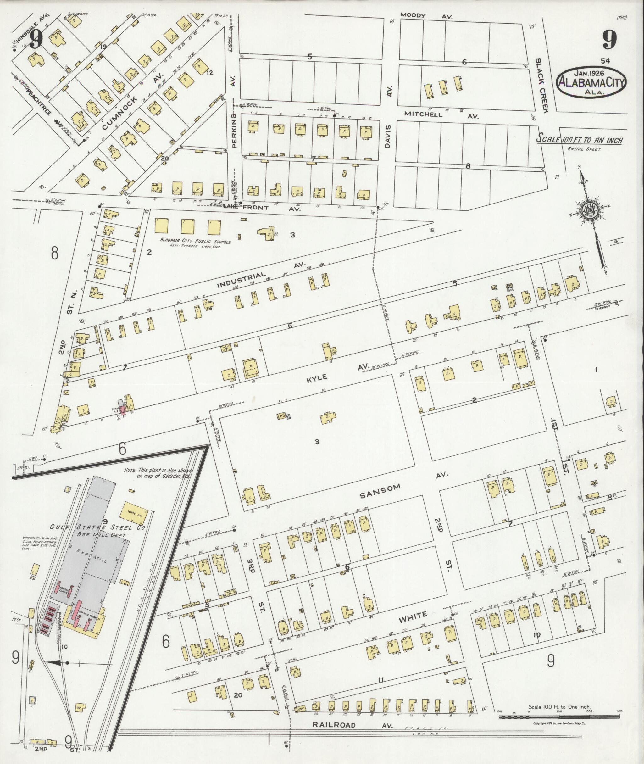 Alabama City, Etowah County, Alabama 1926 (Sheet 9 of 9) by Relic Map Company
