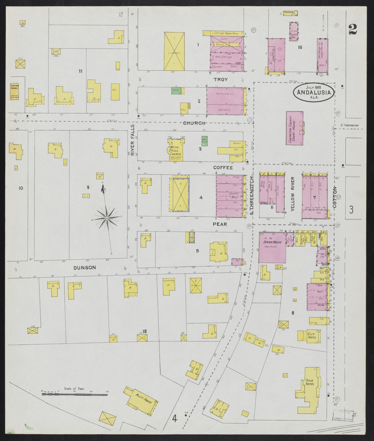 Andalusia, Covington County, Alabama 1905 (Sheet 2 of 4) by Relic Map Company