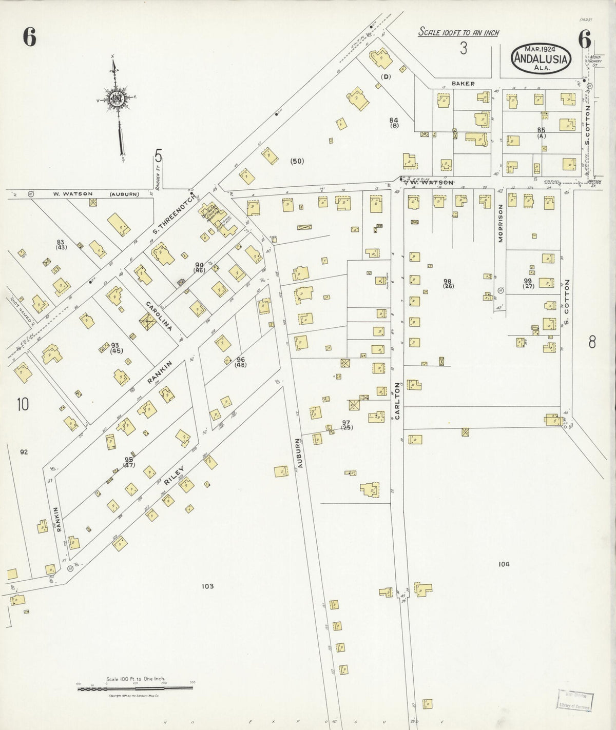 Andalusia, Covington County, Alabama 1924 (Sheet 6 of 10) by Relic Map Company