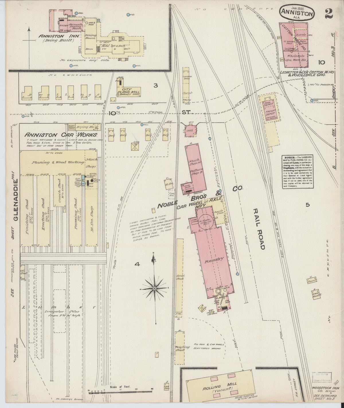 Anniston, Calhoun County, Alabama 1885 (Sheet 2 of 3) by Relic Map Company