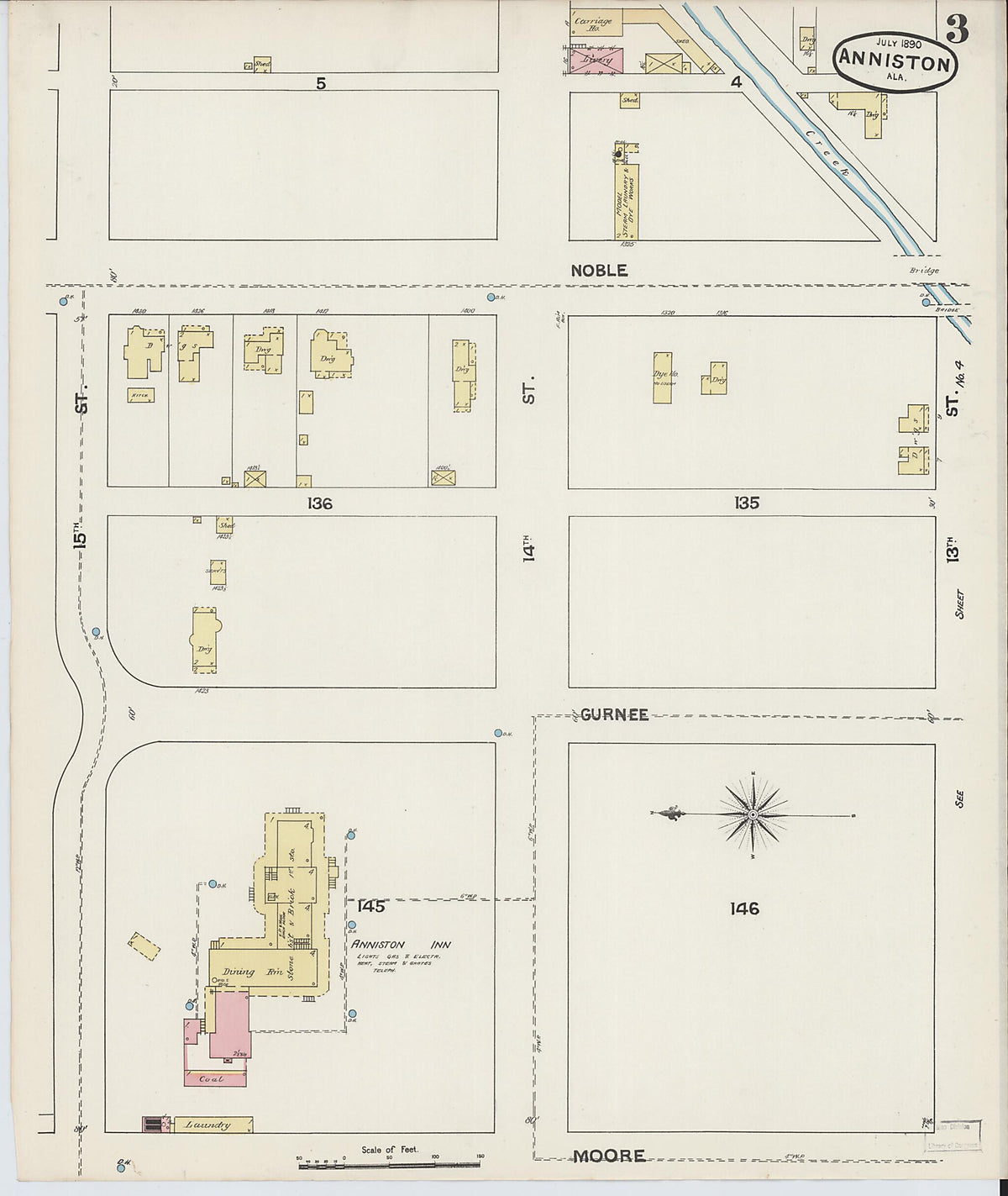 Anniston, Calhoun County, Alabama 1890 (Sheet 3 of 13) by Relic Map Company
