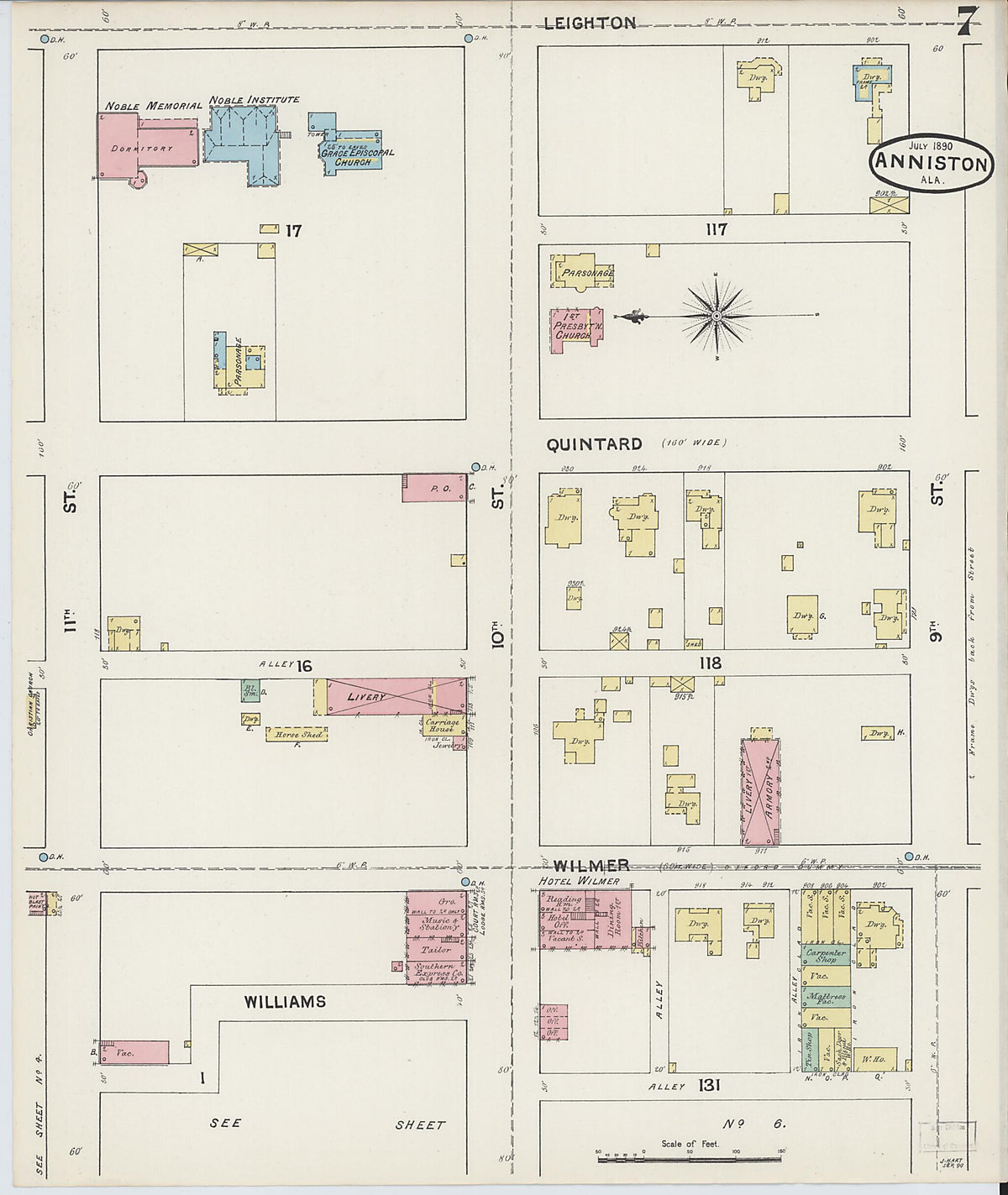 Anniston, Calhoun County, Alabama 1890 (Sheet 7 of 13) by Relic Map Company