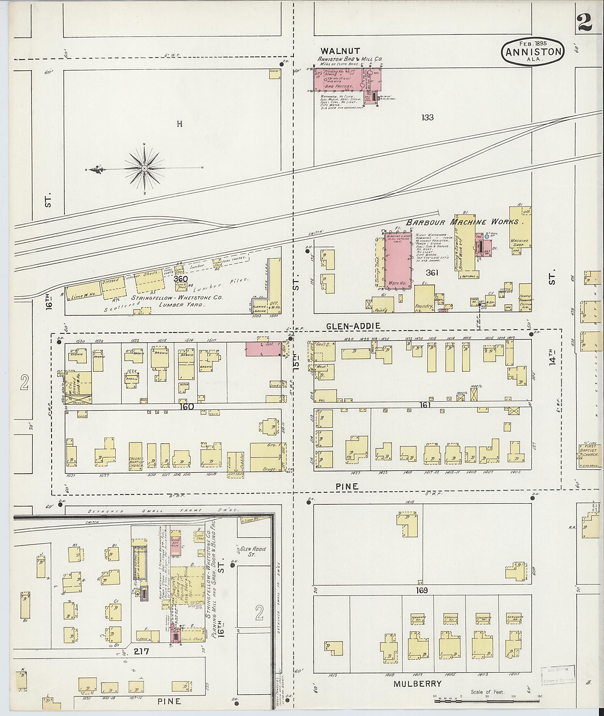 Anniston, Calhoun County, Alabama 1895 (Sheet 2 of 15) by Relic Map Company