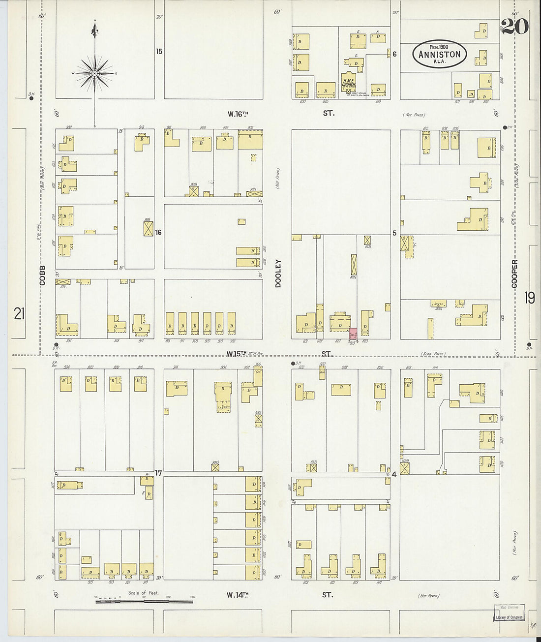 This old map of Anniston, Calhoun County, Alabama was created by Sanborn Map Company in 1900