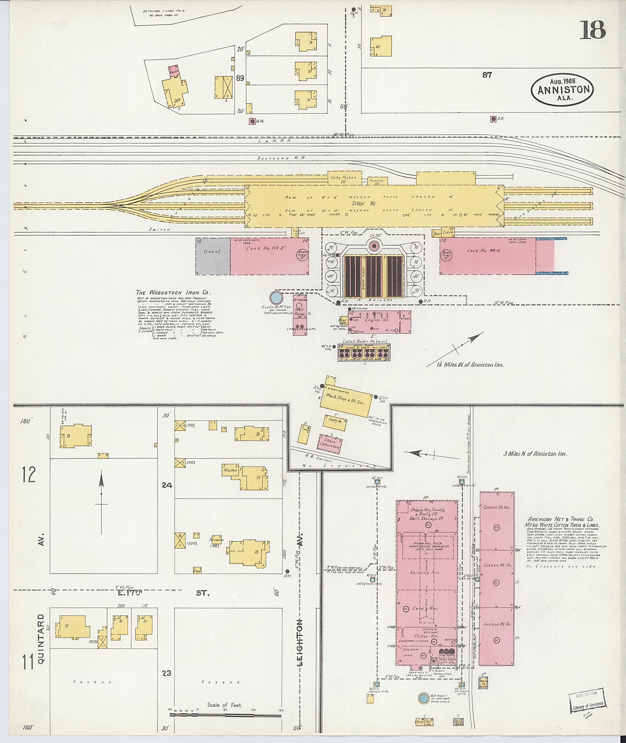 Anniston, Calhoun County, Alabama 1905 (Sheet 18 of 35) by Relic Map Company