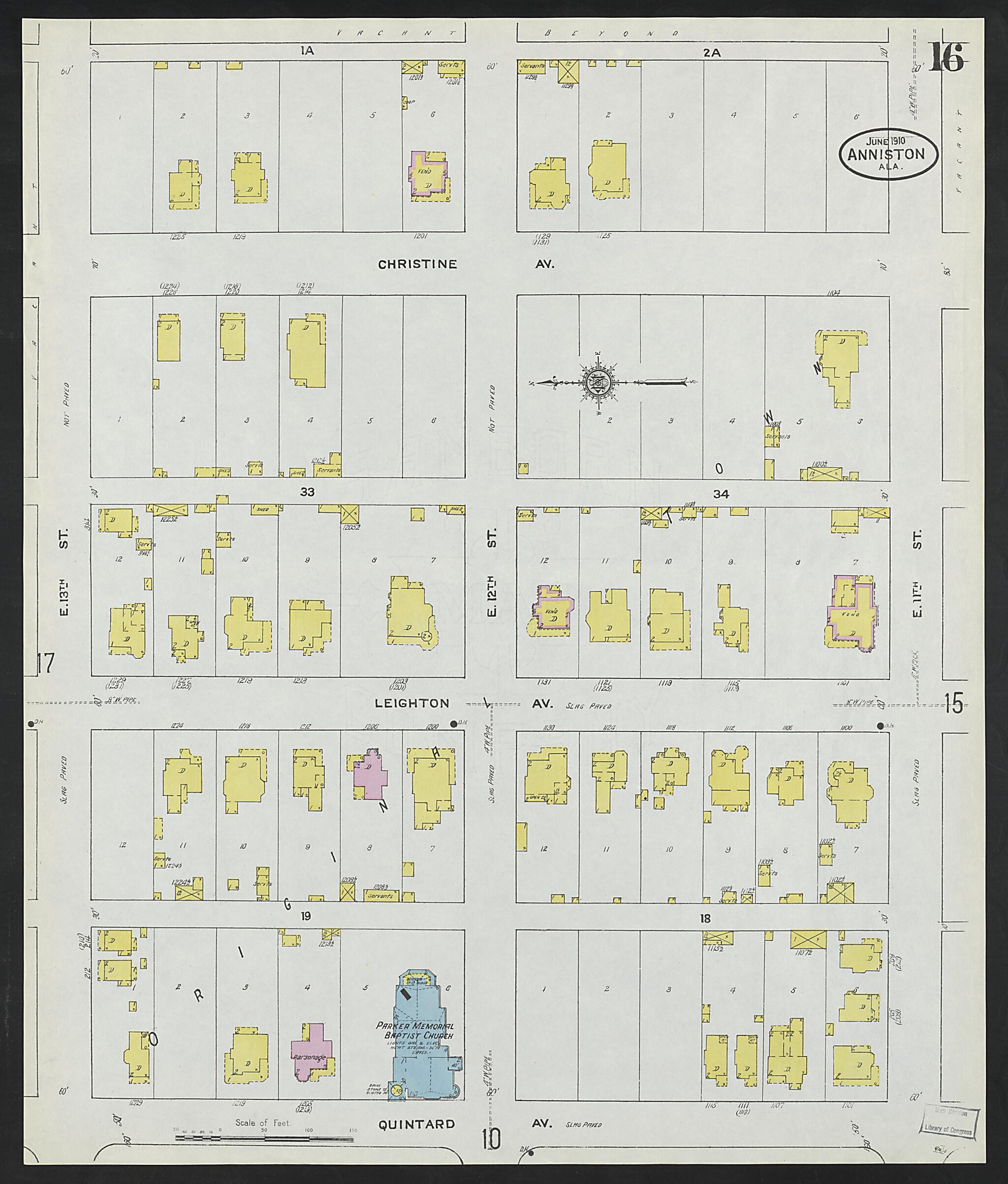 Anniston, Calhoun County, Alabama 1910 (Sheet 16 of 39) by Relic Map Company