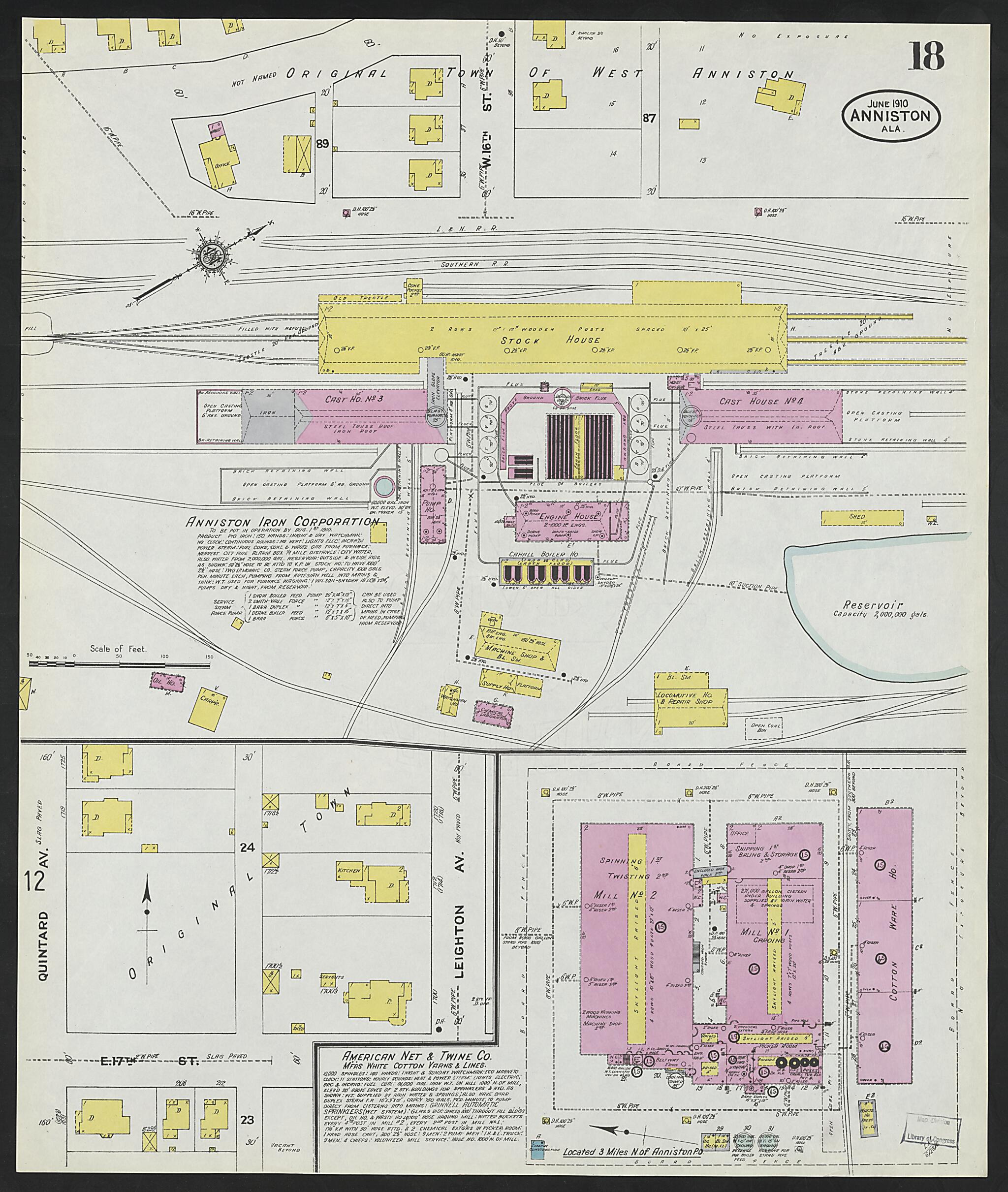 Anniston, Calhoun County, Alabama 1910 (Sheet 18 of 39) by Relic Map Company