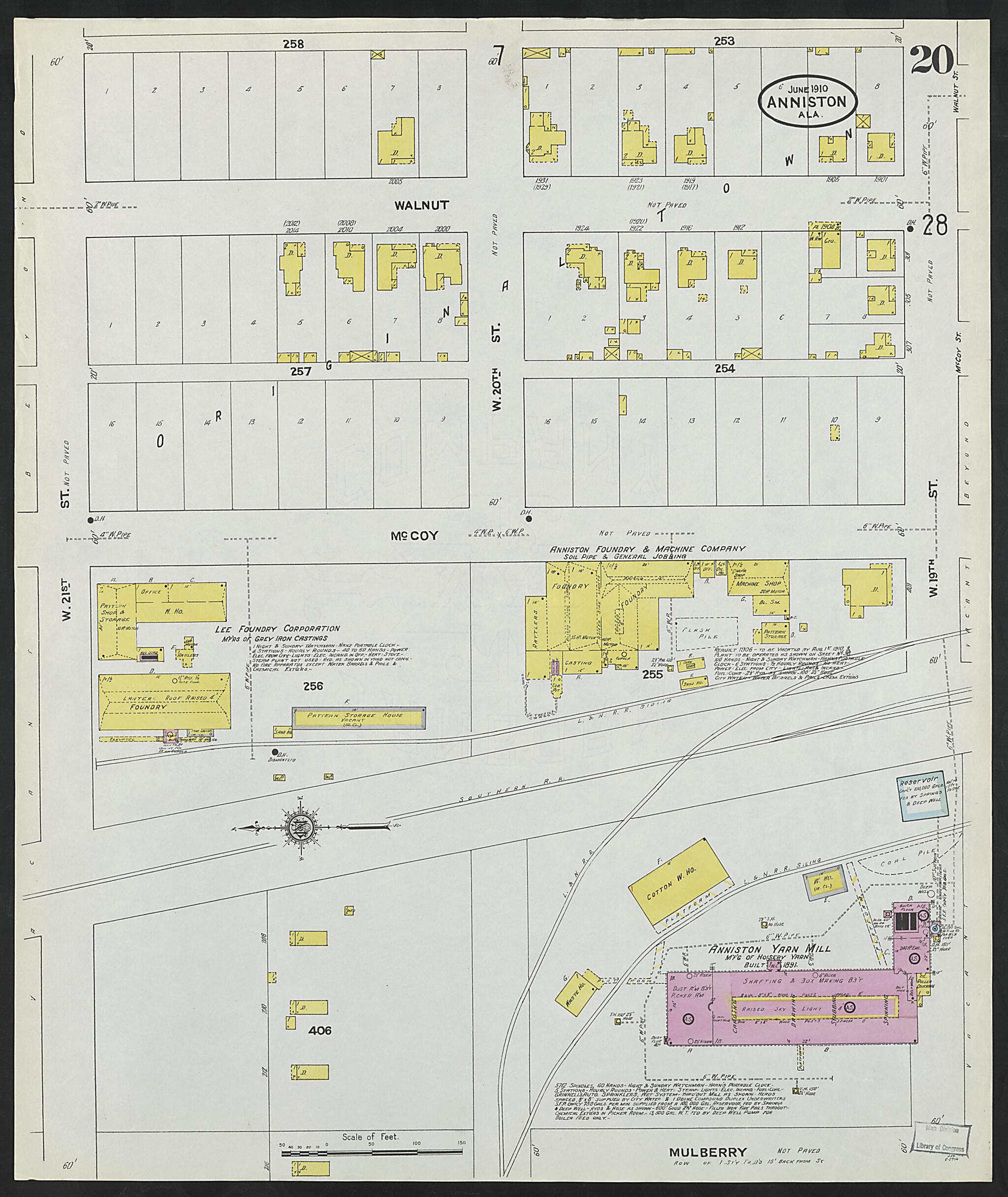 Anniston, Calhoun County, Alabama 1910 (Sheet 20 of 39) by Relic Map Company