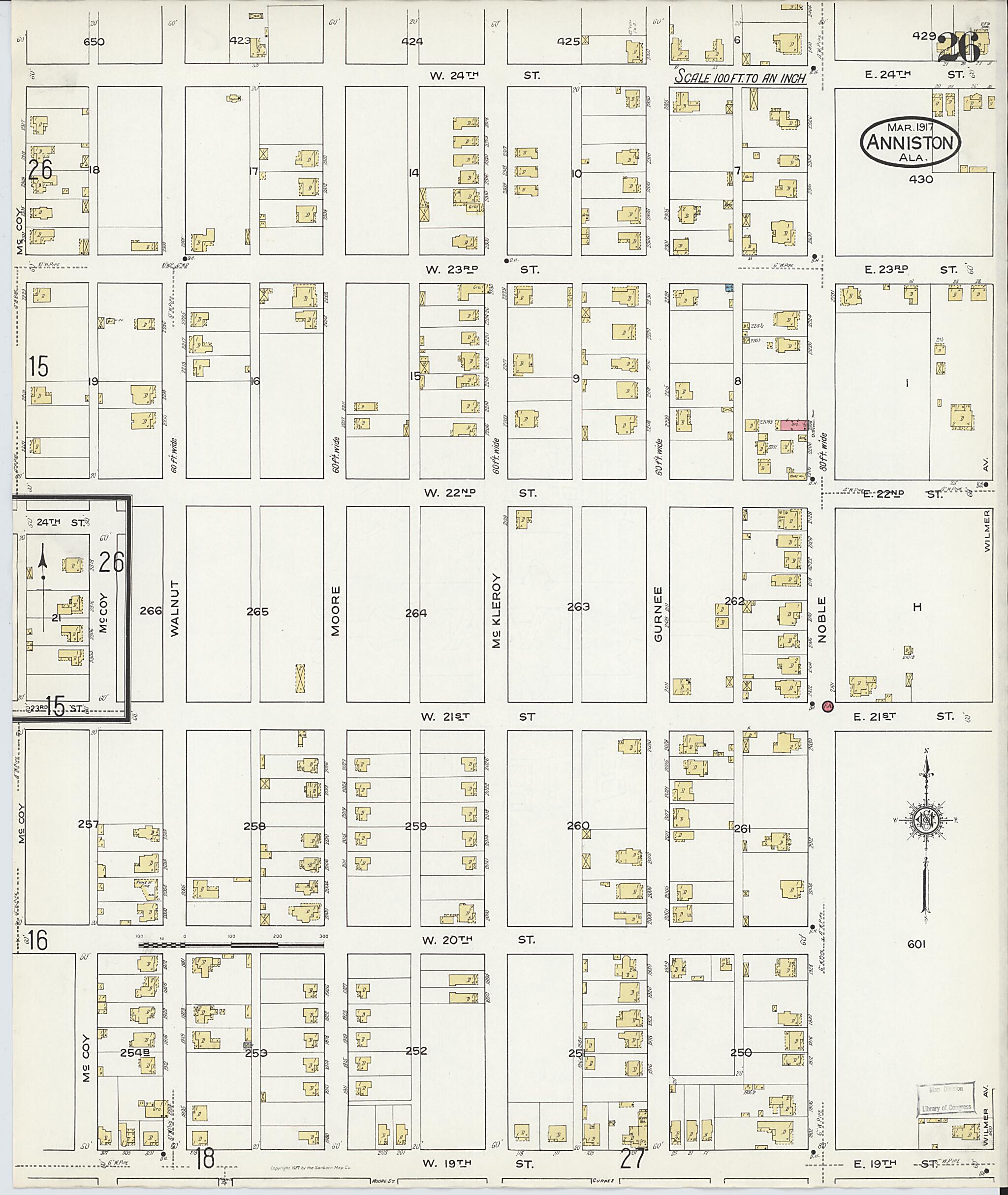 Anniston, Calhoun County, Alabama 1917 (Sheet 25 of 39) by Relic Map Company