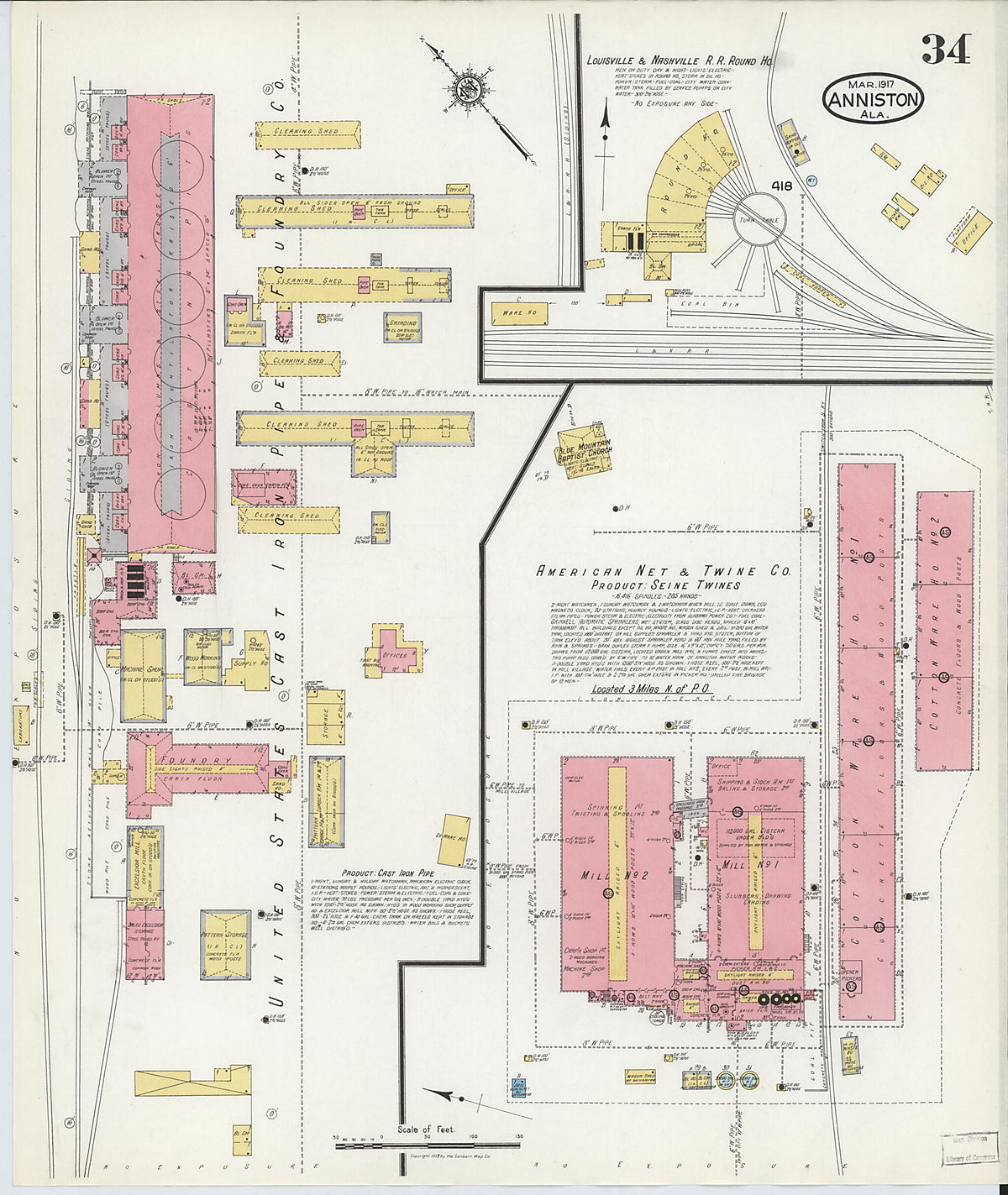 Anniston, Calhoun County, Alabama 1917 (Sheet 33 of 39) by Relic Map Company