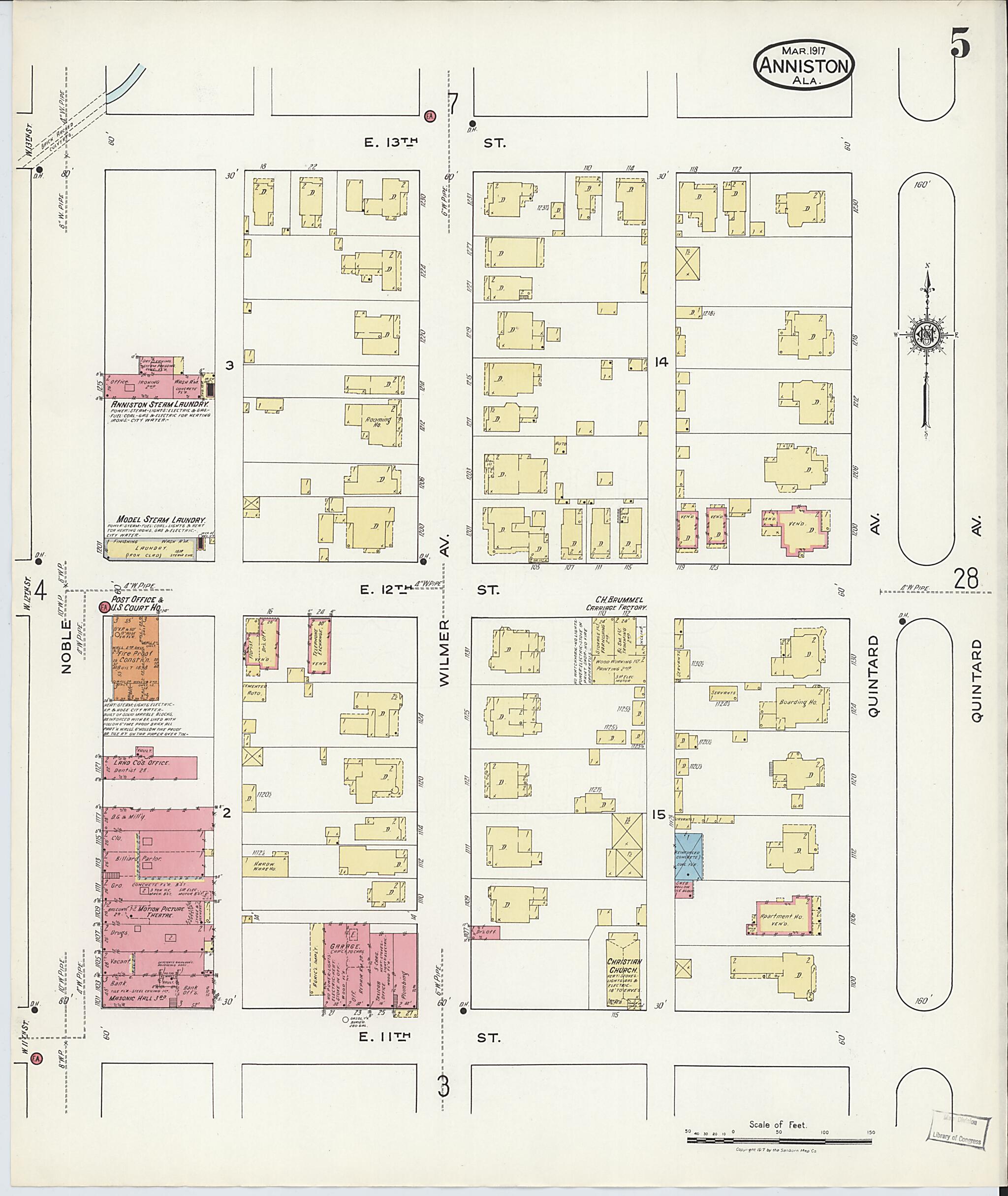 Anniston, Calhoun County, Alabama 1917 (Sheet 5 of 39) by Relic Map Company
