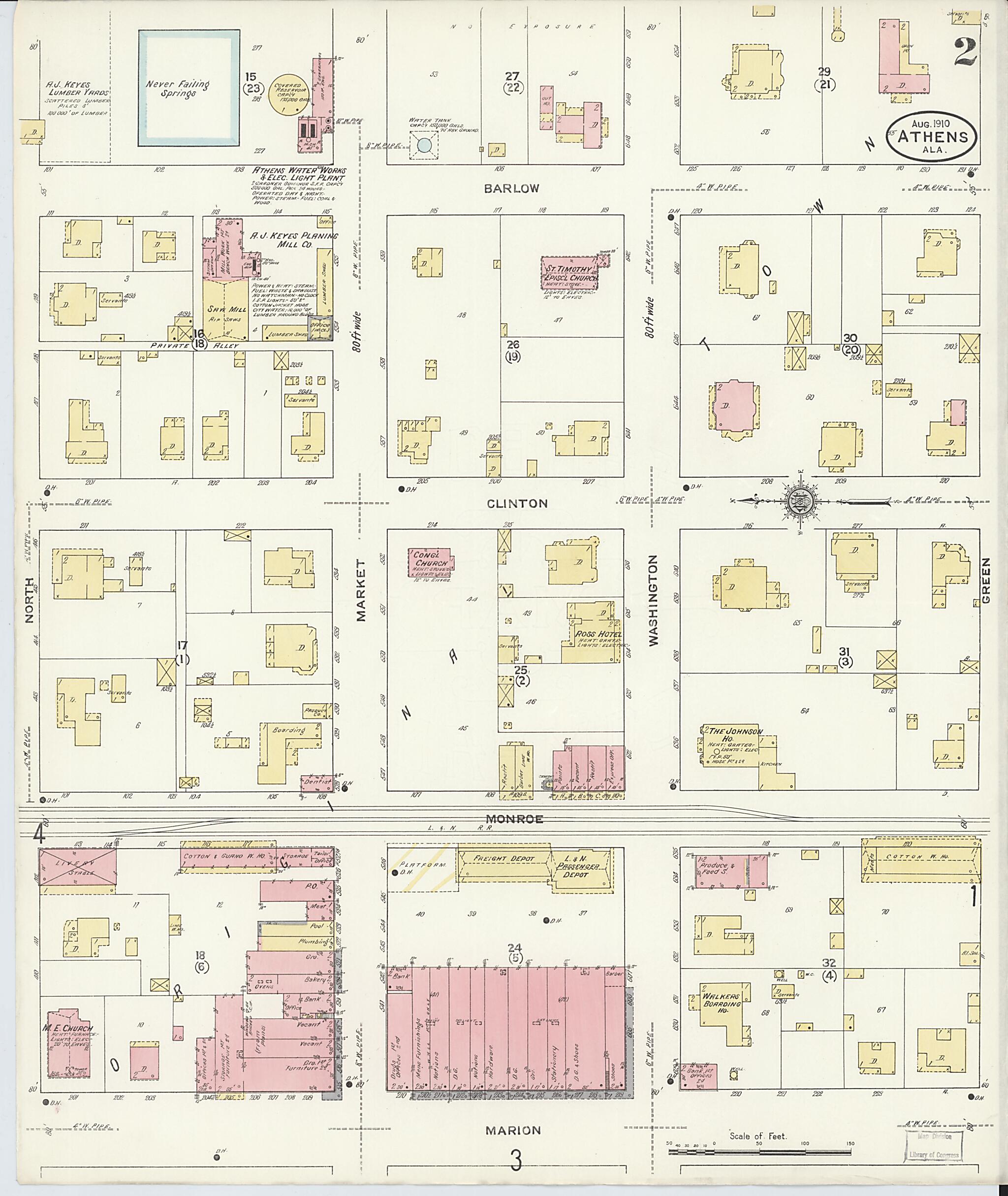 Athens, Limestone County, Alabama 1910 (Sheet 2 of 5) by Relic Map Company