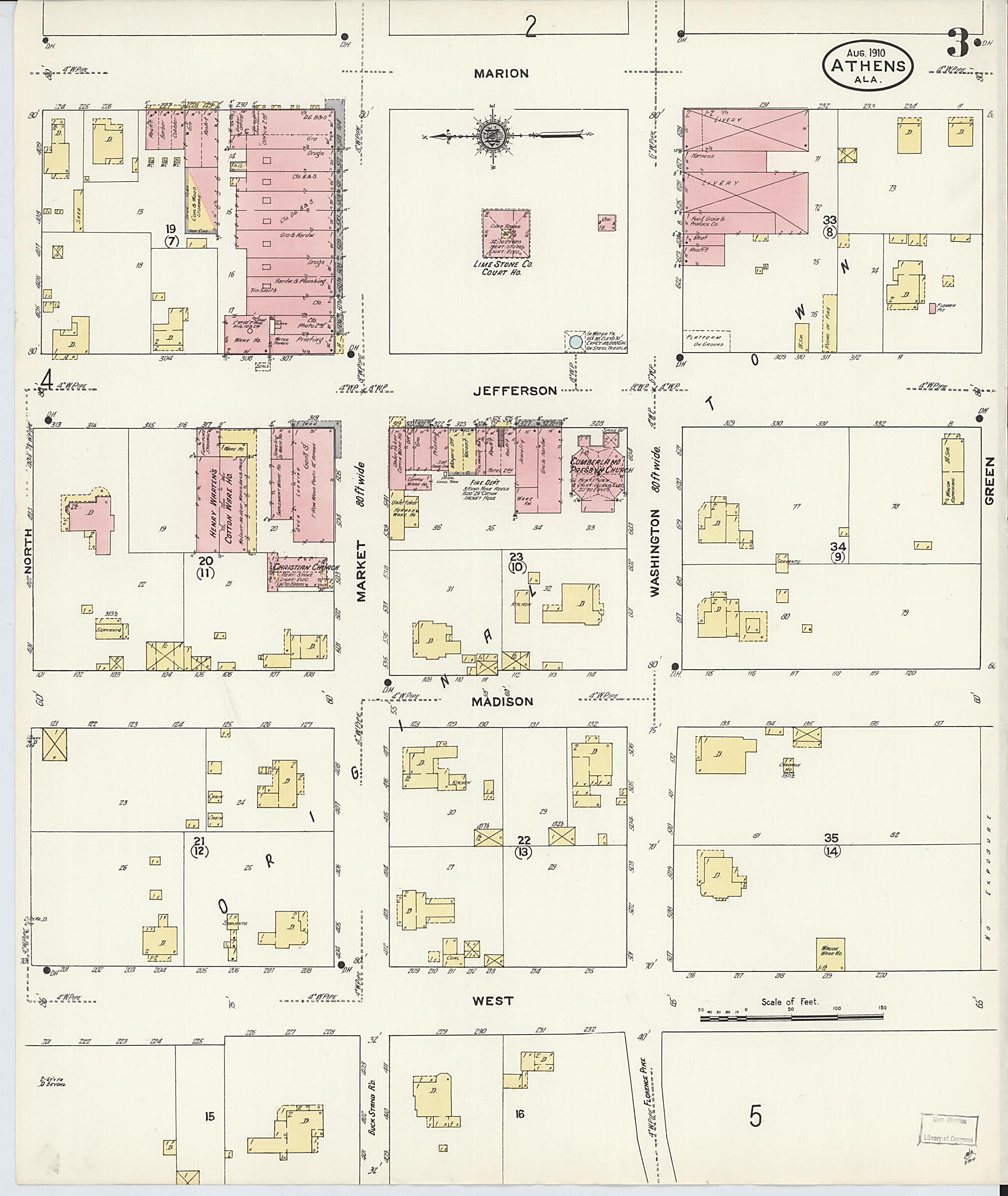 Athens, Limestone County, Alabama 1910 (Sheet 3 of 5) by Relic Map Company