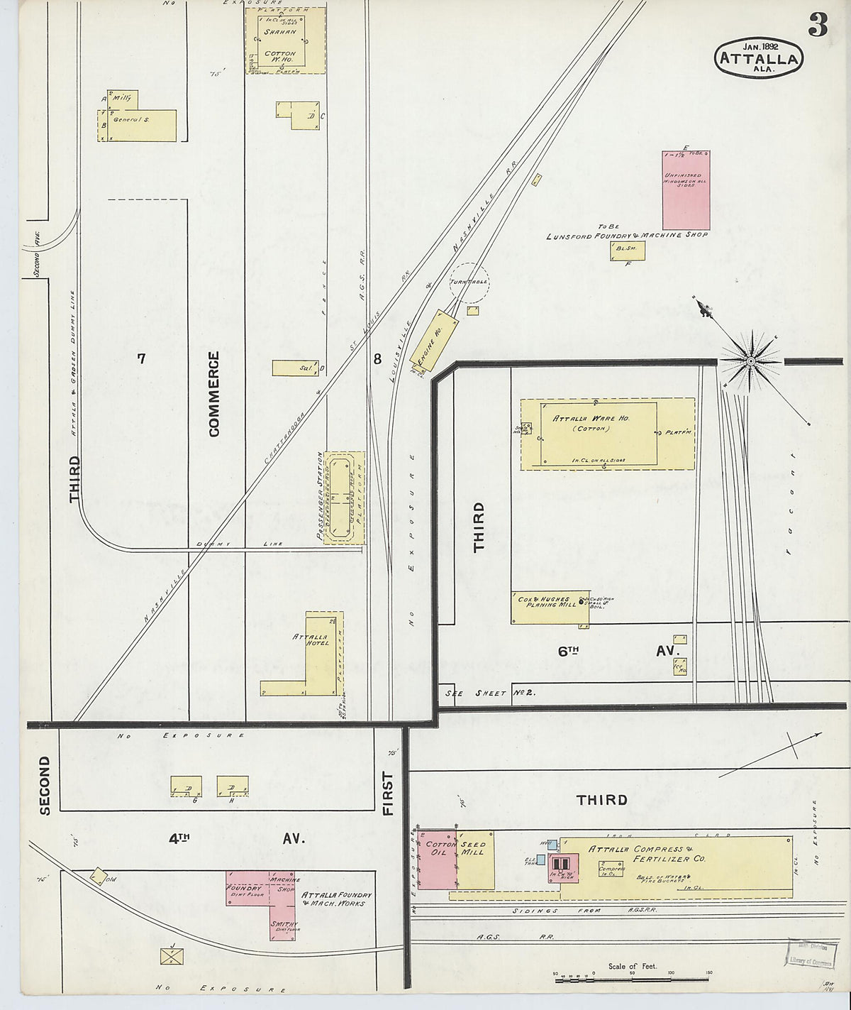 Attalla, Etowah County, Alabama 1892 (Sheet 3 of 3) by Relic Map Company