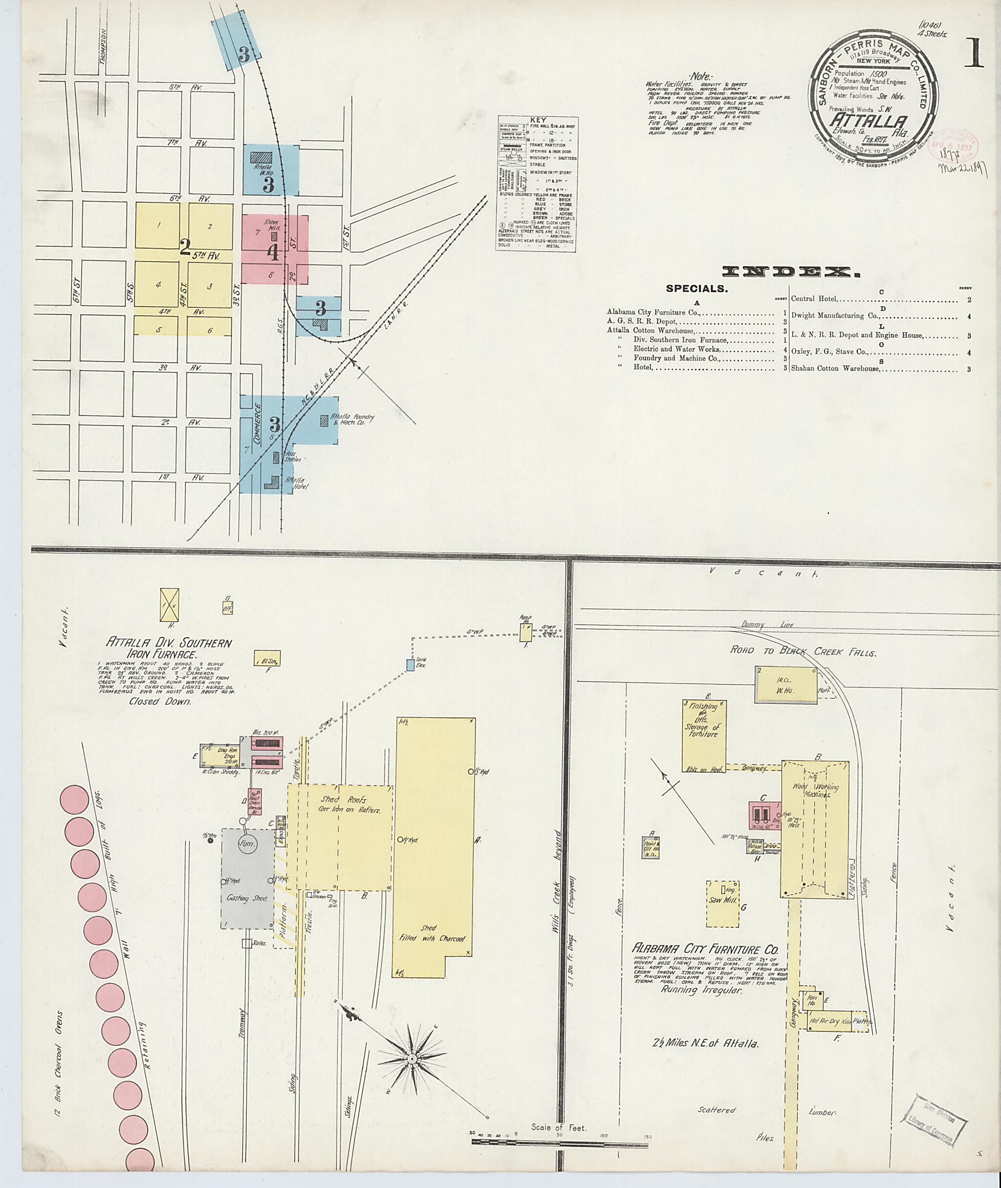 Attalla, Etowah County, Alabama 1897 (Sheet 1 of 4) by Relic Map Company