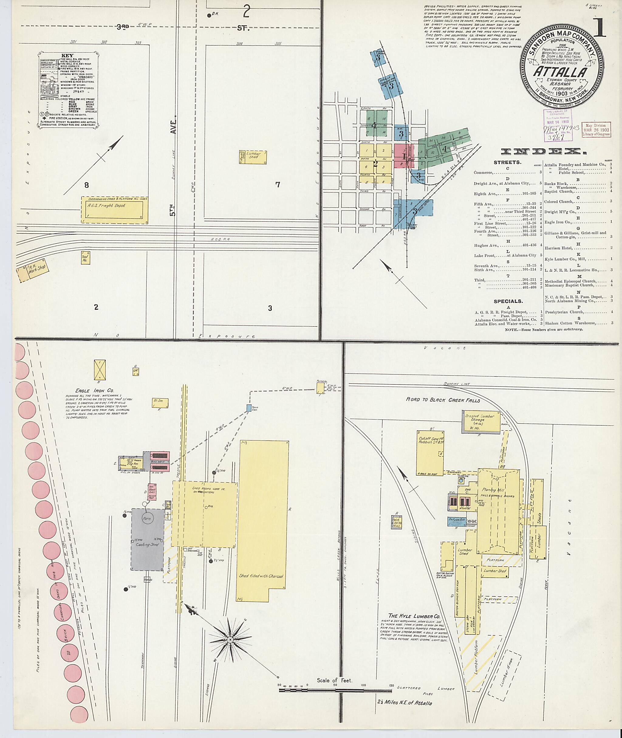Attalla, Etowah County, Alabama 1903 (Sheet 1 of 5) by Relic Map Company