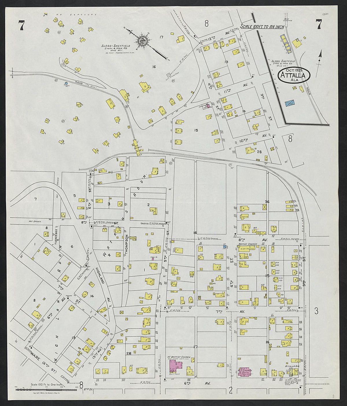 Attalla, Etowah County, Alabama 1925 (Sheet 7 of 8) by Relic Map Company