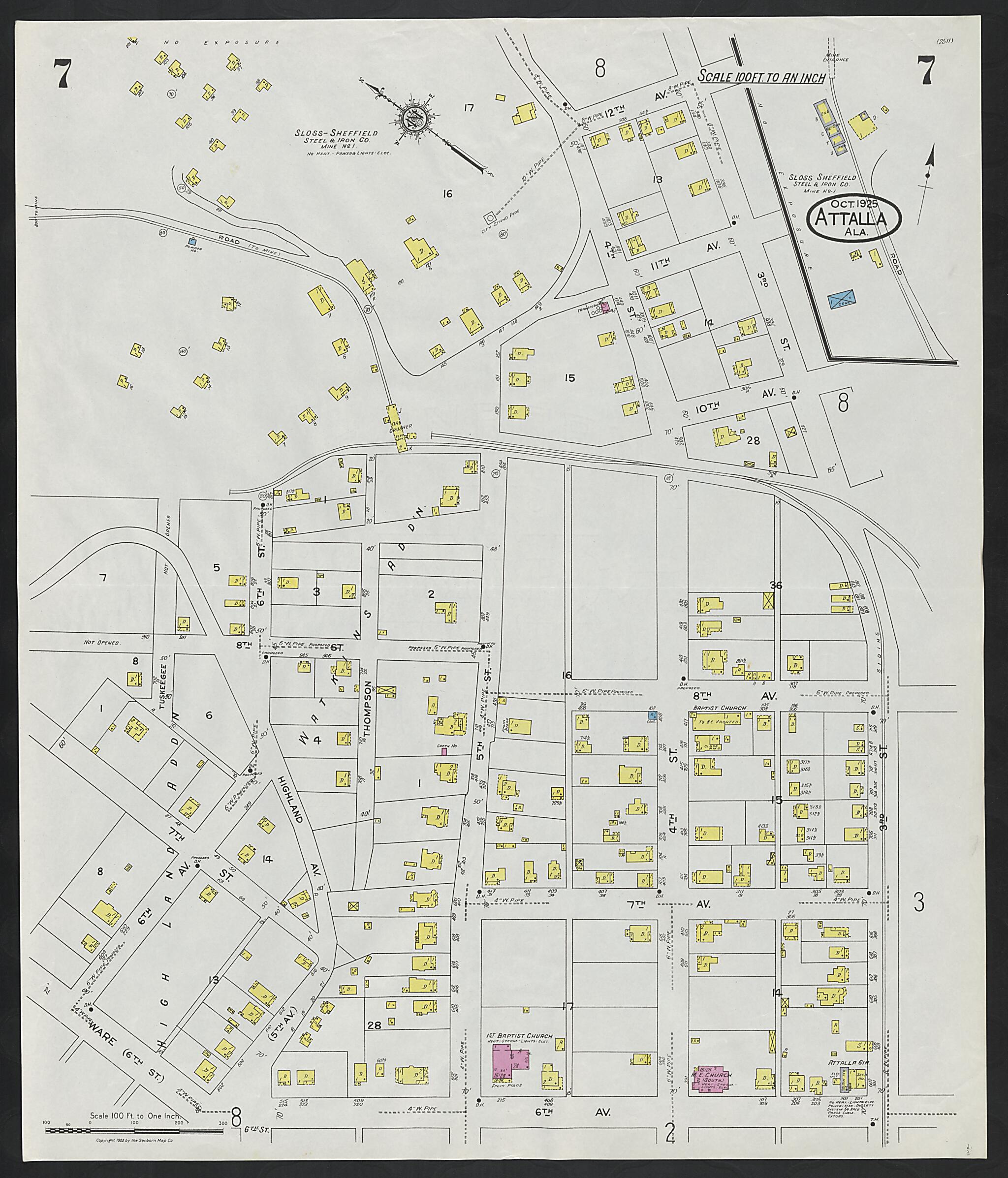 Attalla, Etowah County, Alabama 1925 (Sheet 7 of 8) by Relic Map Company