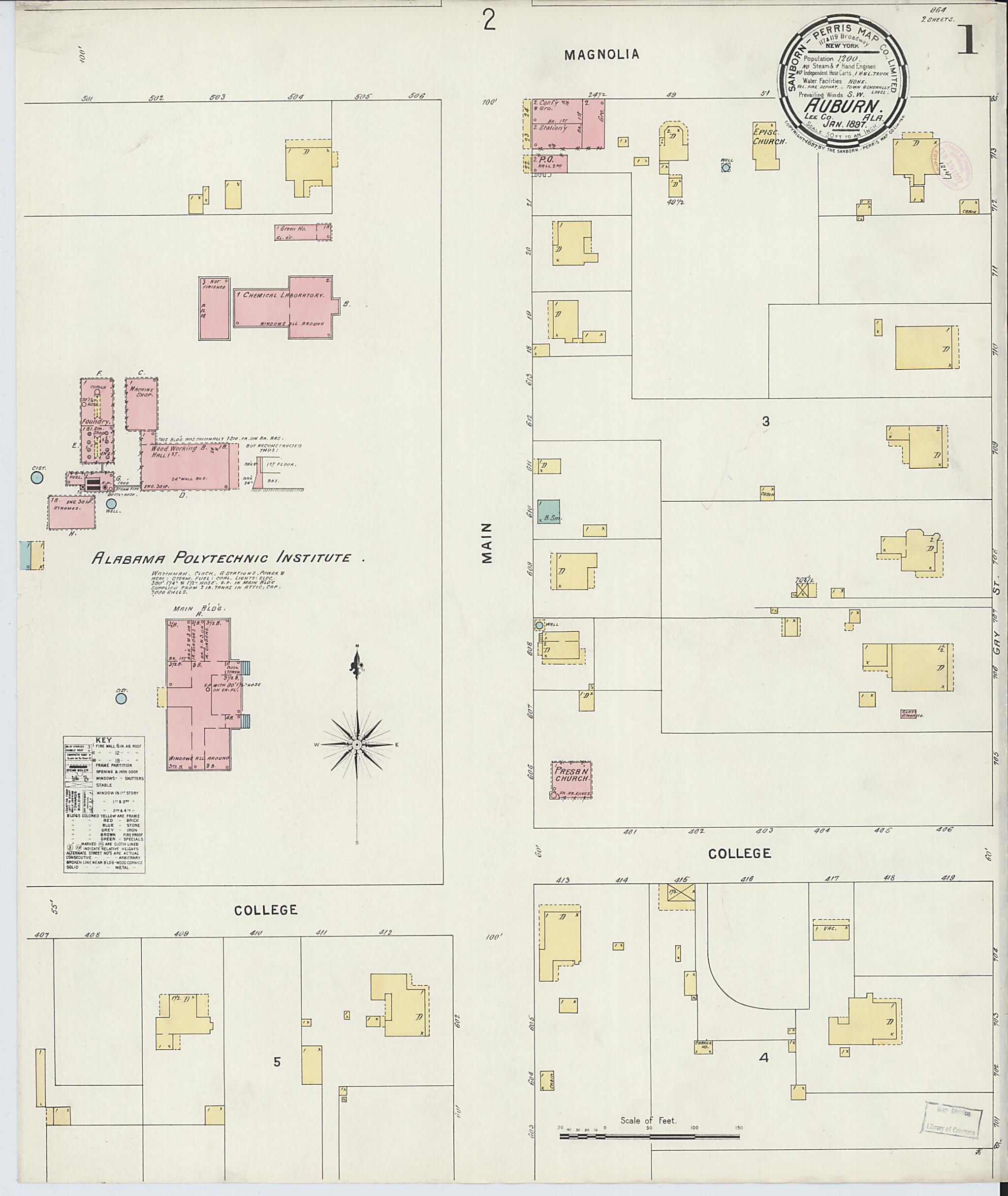 Auburn, Lee County, Alabama 1897 (Sheet 1 of 2) by Relic Map Company