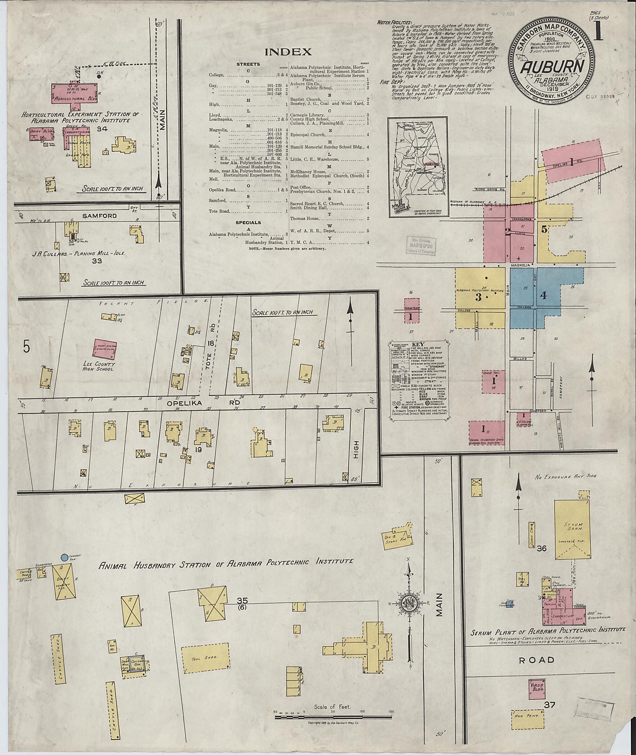 Auburn, Lee County, Alabama 1919 (Sheet 1 of 5) by Relic Map Company