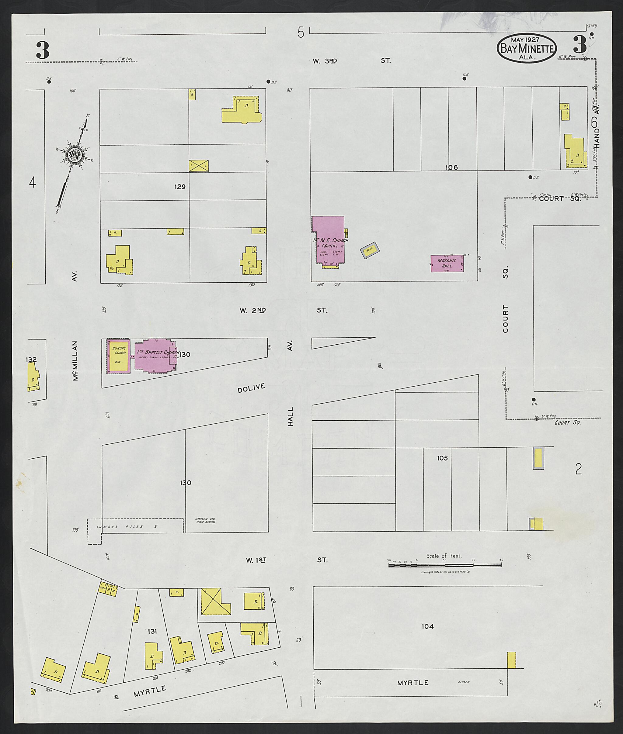 Bay Minette, Baldwin County, Alabama 1927 (Sheet 3 of 6) by Relic Map Company