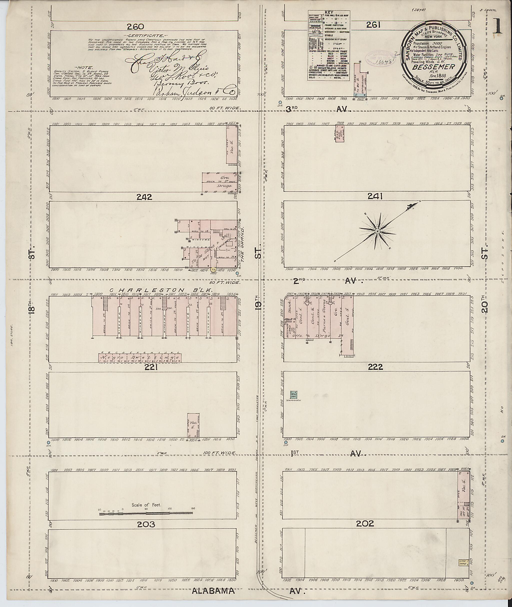 Bessemer, Jefferson County, Alabama 1888 (Sheet 1 of 3) by Relic Map Company