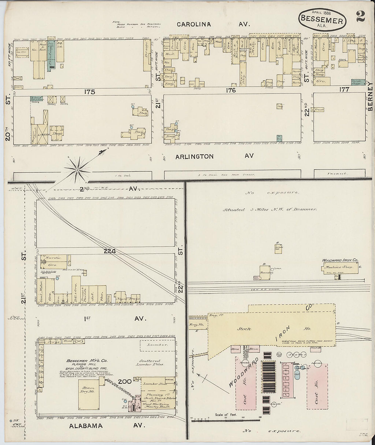 Bessemer, Jefferson County, Alabama 1888 (Sheet 2 of 3) by Relic Map Company