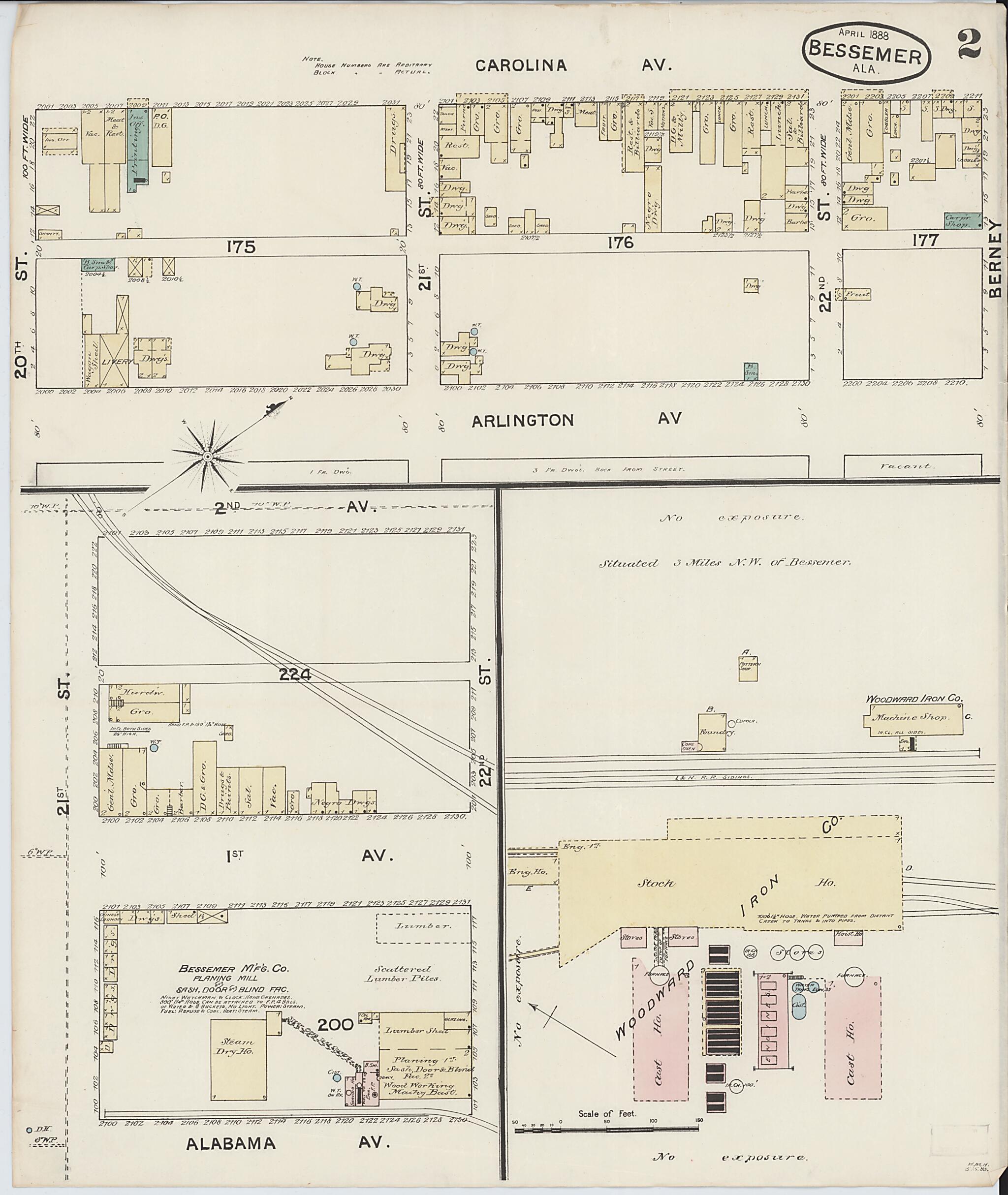 Bessemer, Jefferson County, Alabama 1888 (Sheet 2 of 3) by Relic Map Company