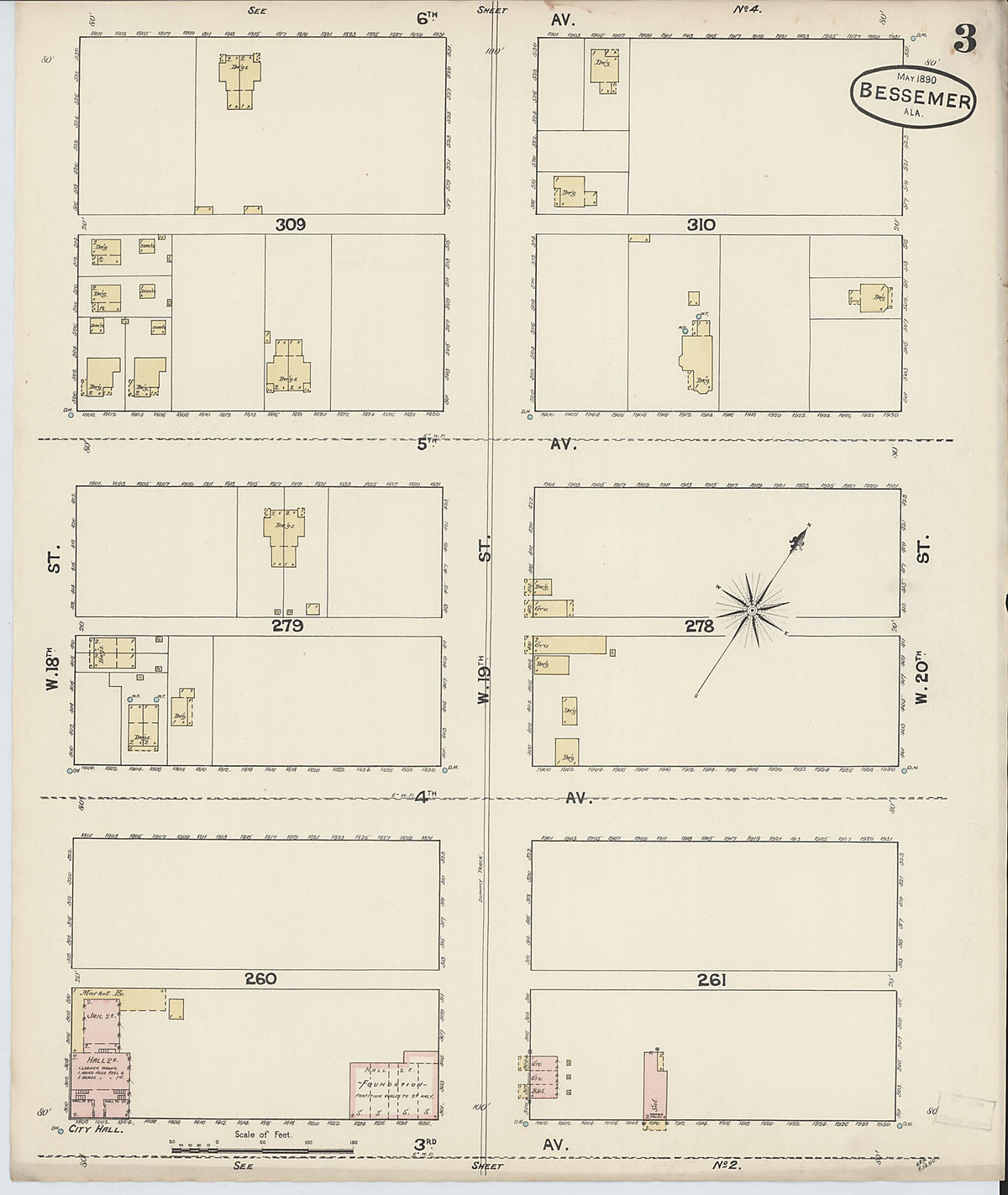 Bessemer, Jefferson County, Alabama 1890 (Sheet 3 of 8) by Relic Map Company
