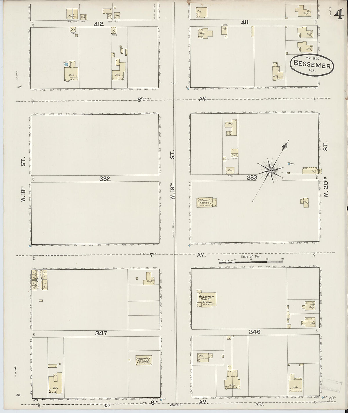 Bessemer, Jefferson County, Alabama 1890 (Sheet 4 of 8) by Relic Map Company