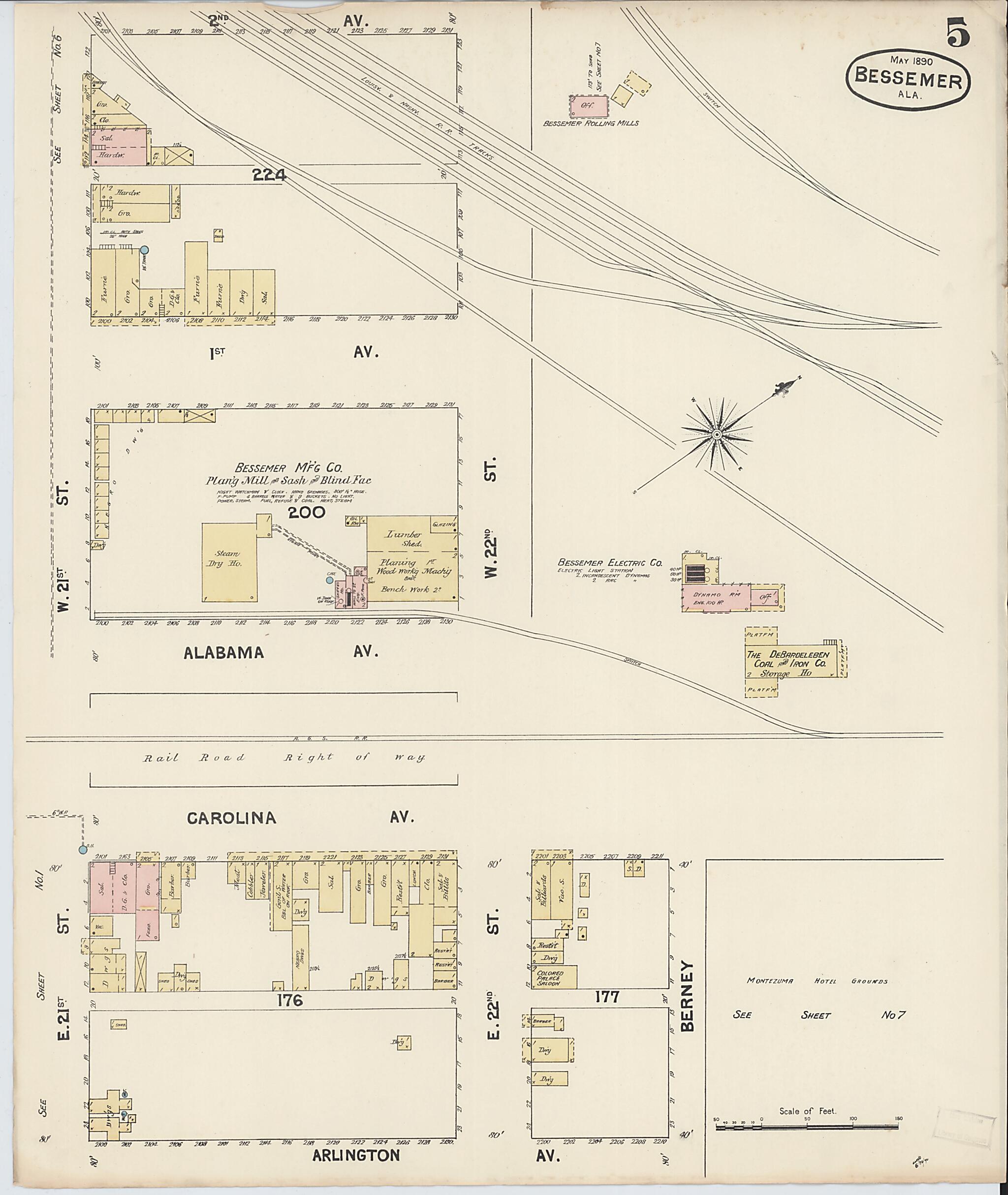 Bessemer, Jefferson County, Alabama 1890 (Sheet 5 of 8) by Relic Map Company