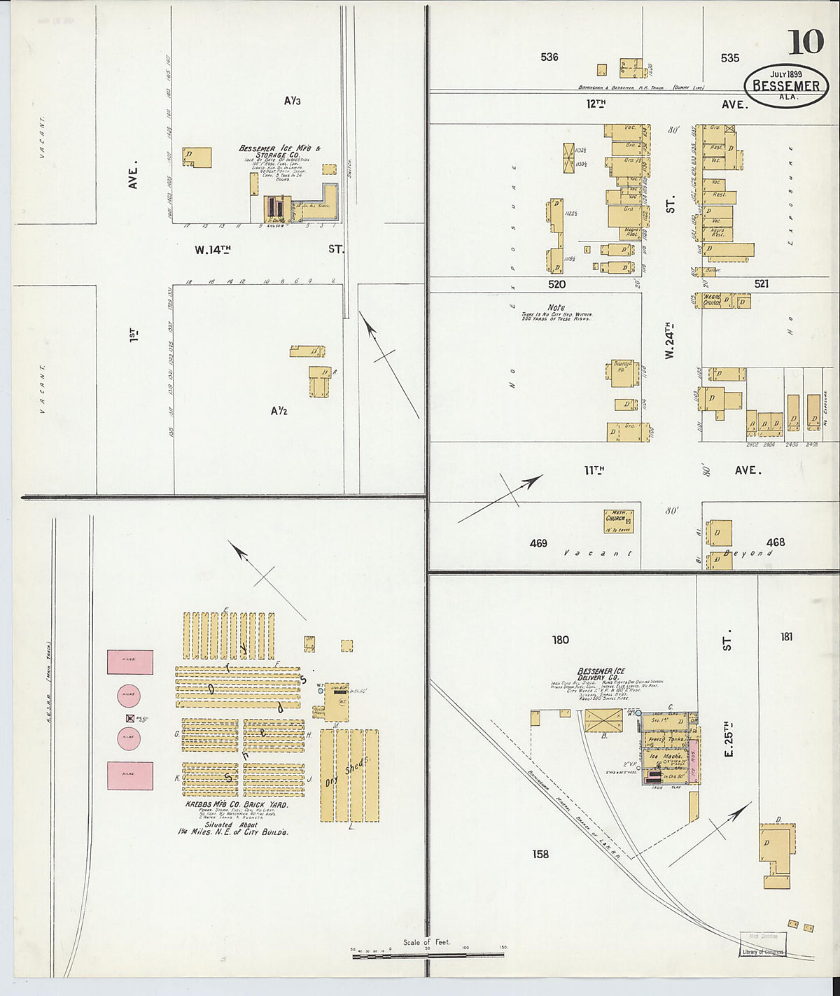 Bessemer, Jefferson County, Alabama 1899 (Sheet 10 of 13) by Relic Map Company