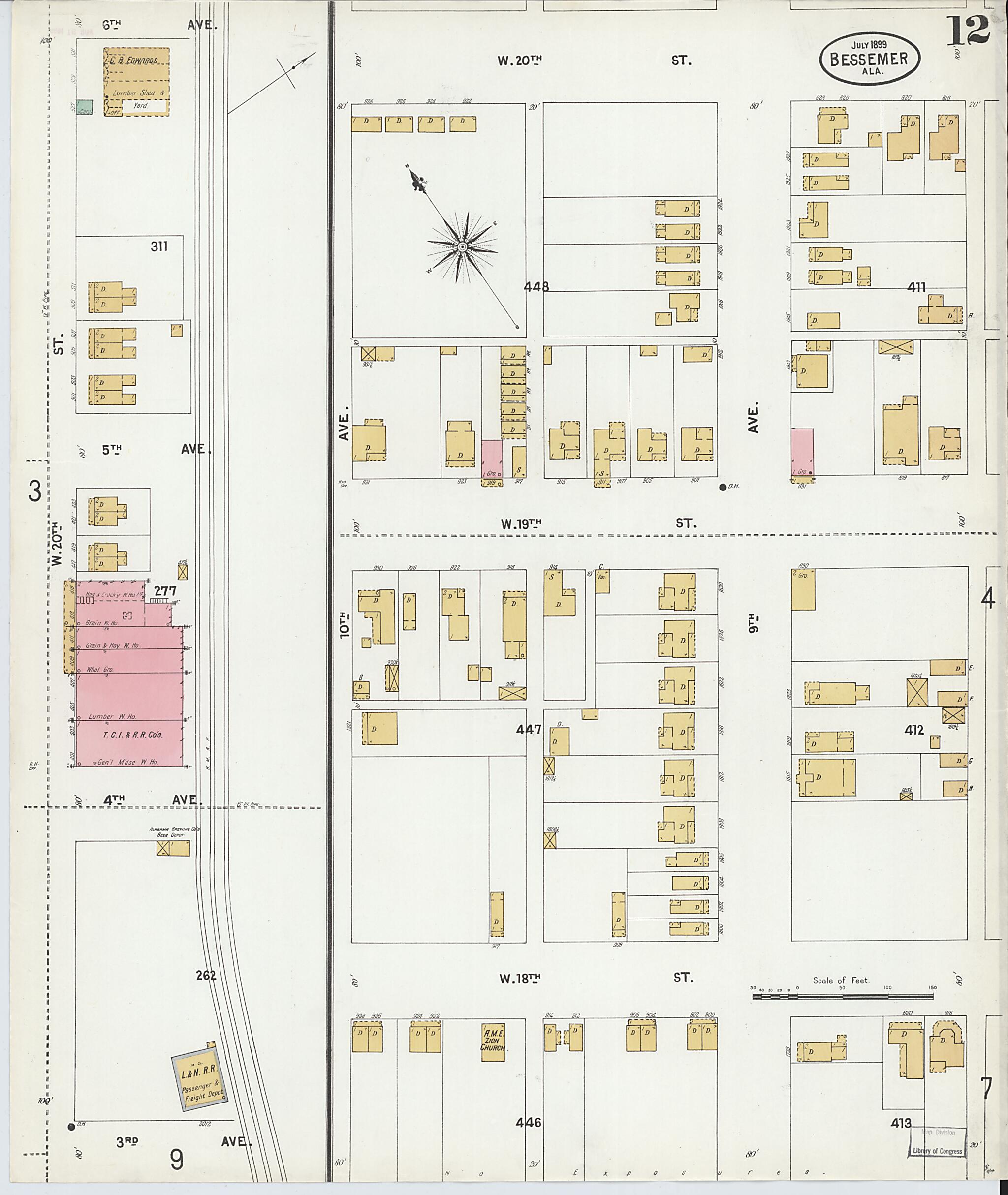 Bessemer, Jefferson County, Alabama 1899 (Sheet 12 of 13) by Relic Map Company