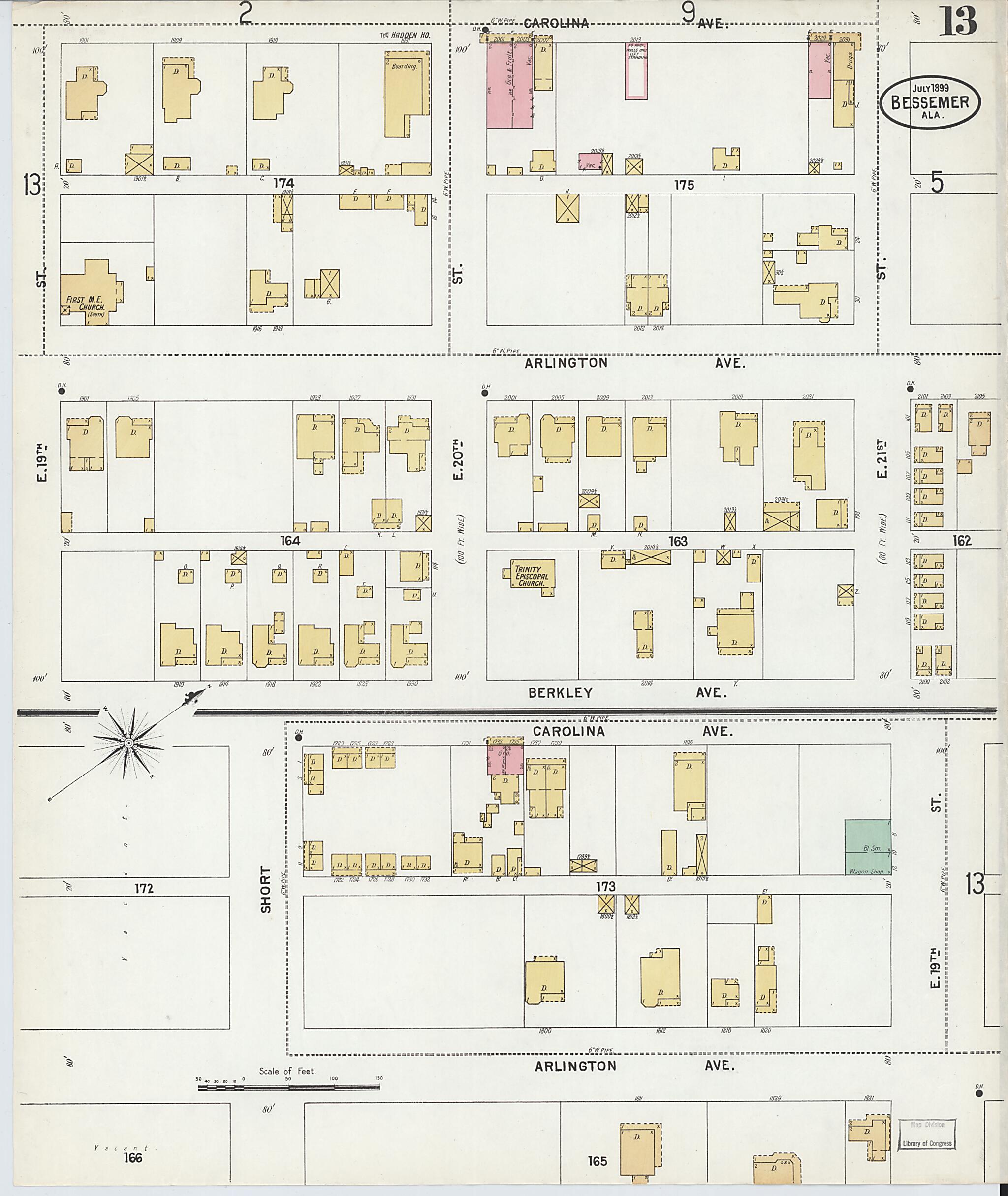 Bessemer, Jefferson County, Alabama 1899 (Sheet 13 of 13) by Relic Map Company