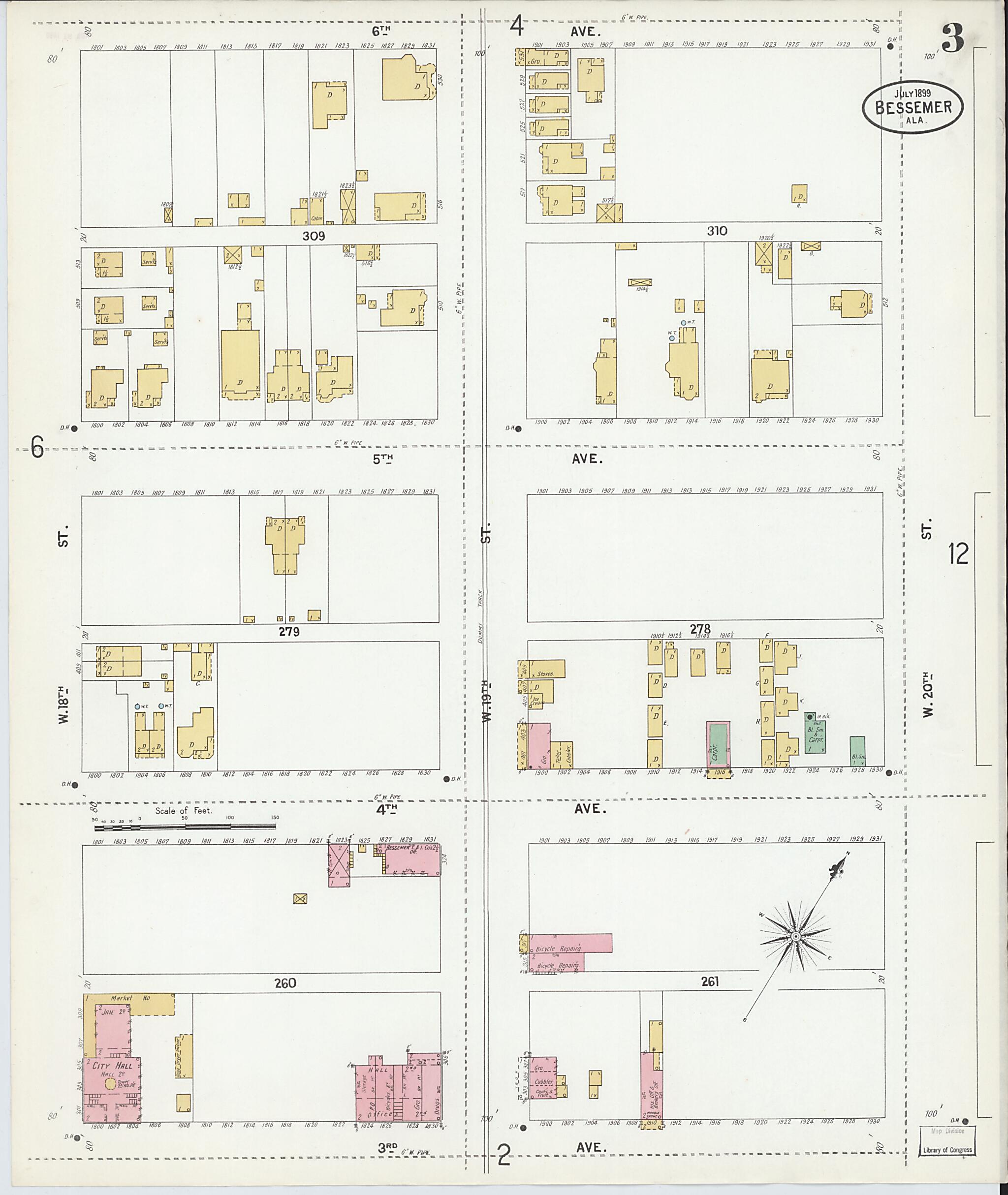 Bessemer, Jefferson County, Alabama 1899 (Sheet 3 of 13) by Relic Map Company