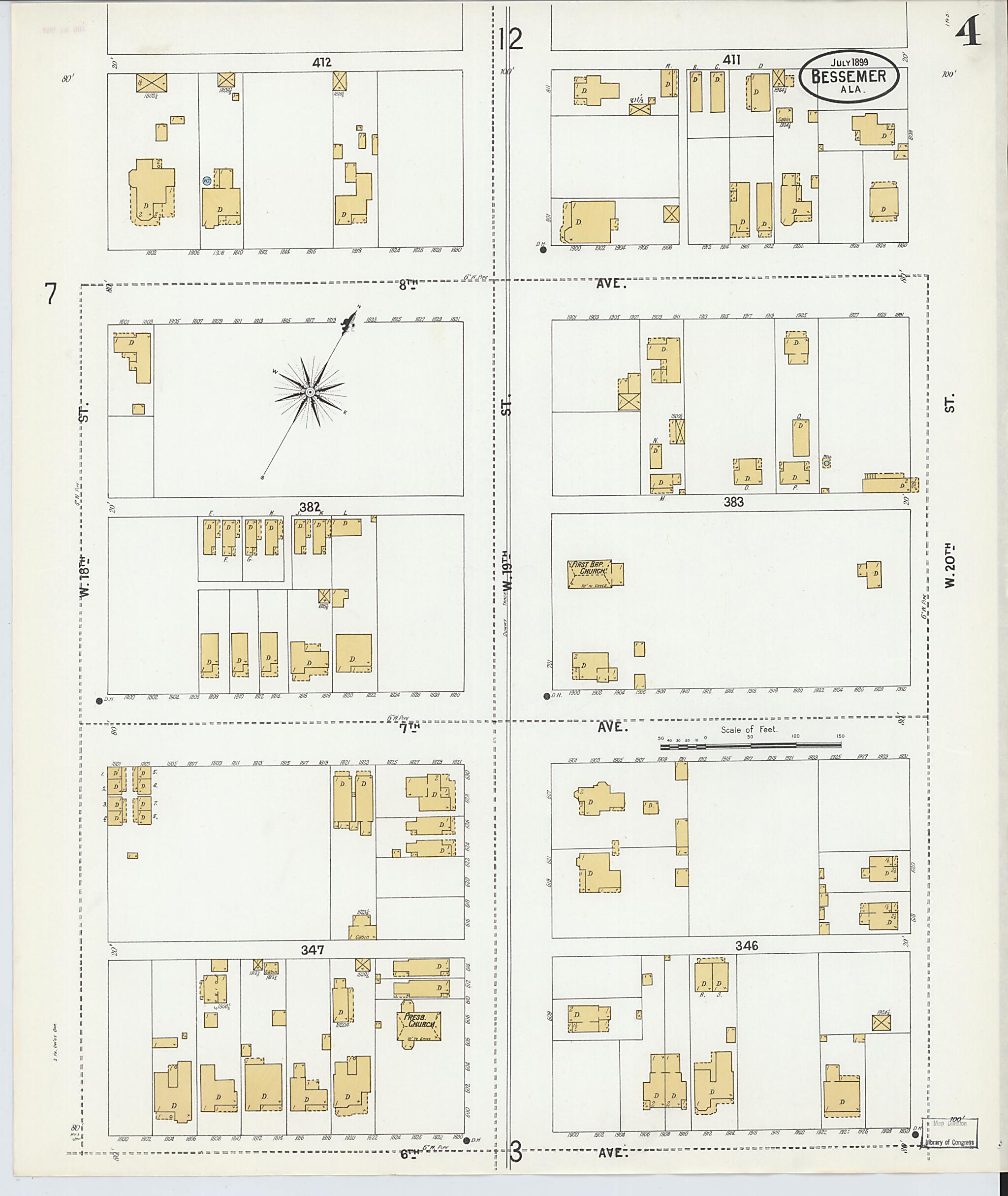 Bessemer, Jefferson County, Alabama 1899 (Sheet 4 of 13) by Relic Map Company