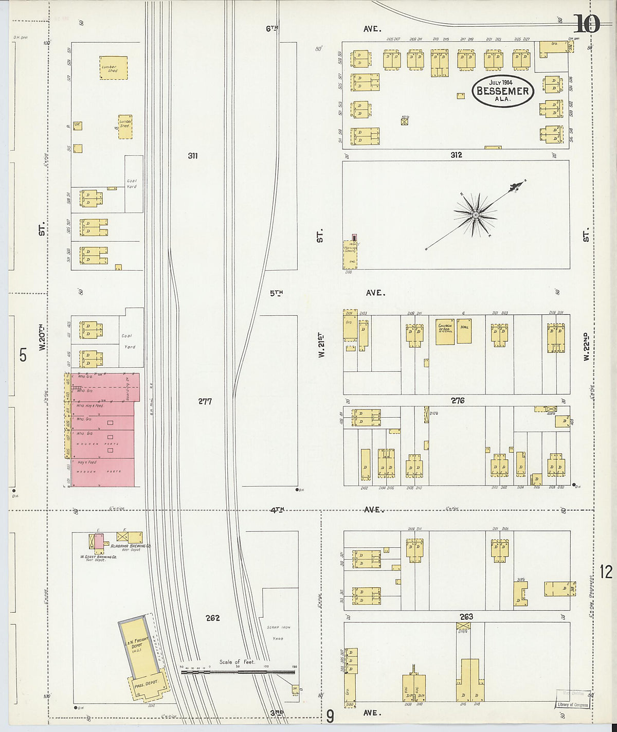 Bessemer, Jefferson County, Alabama 1904 (Sheet 10 of 20) by Relic Map Company