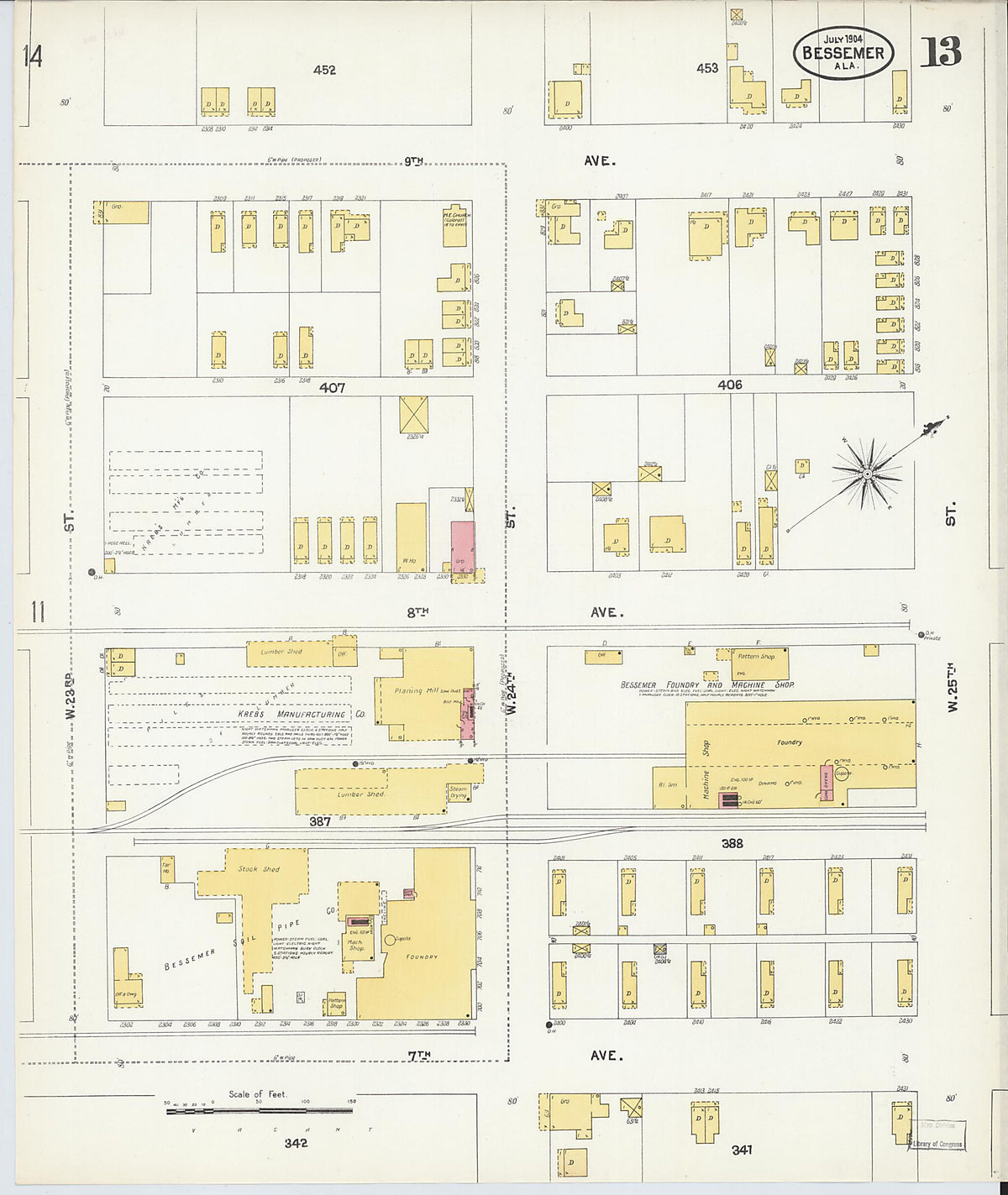 Bessemer, Jefferson County, Alabama 1904 (Sheet 13 of 20) by Relic Map Company
