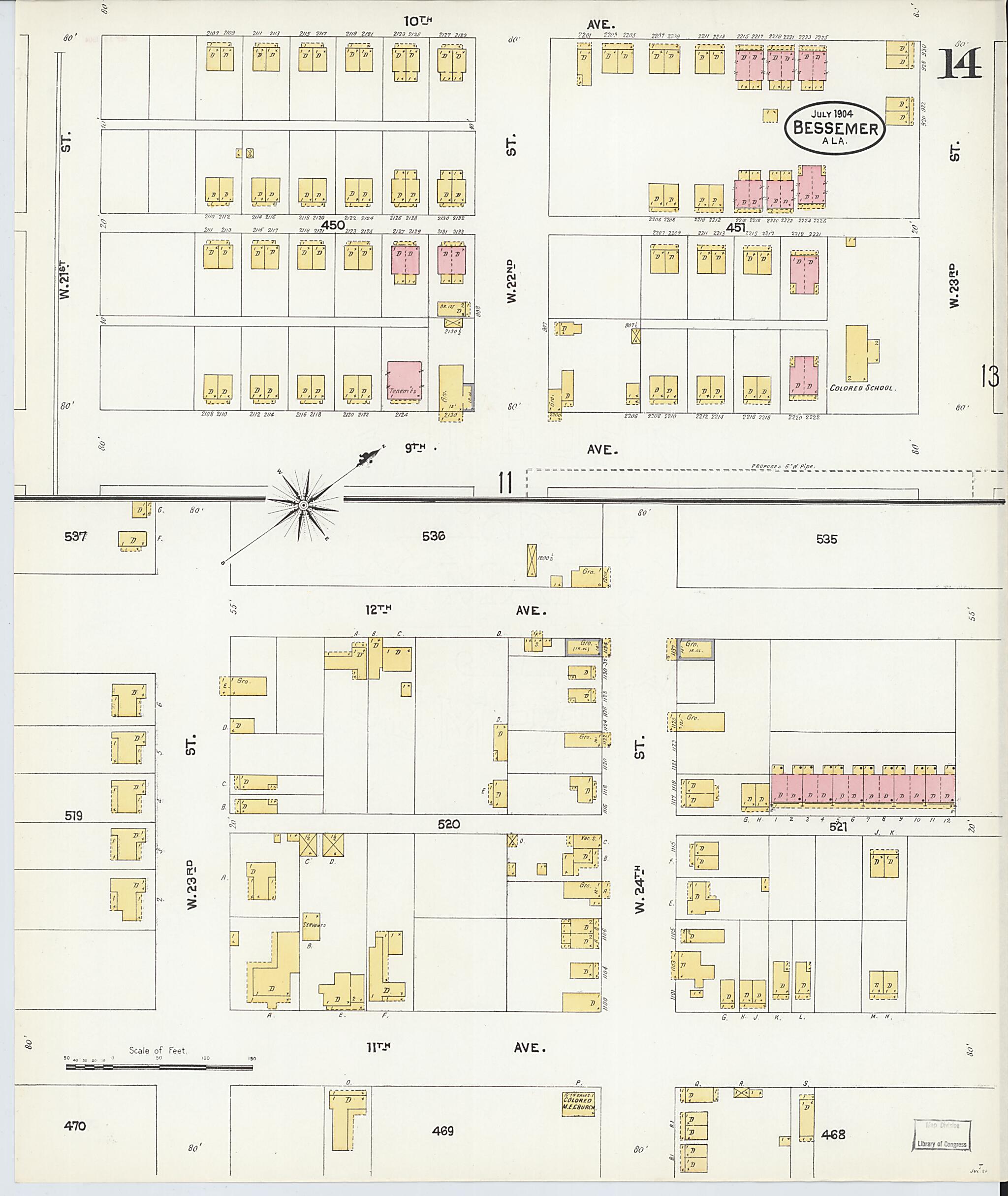 Bessemer, Jefferson County, Alabama 1904 (Sheet 14 of 20) by Relic Map Company