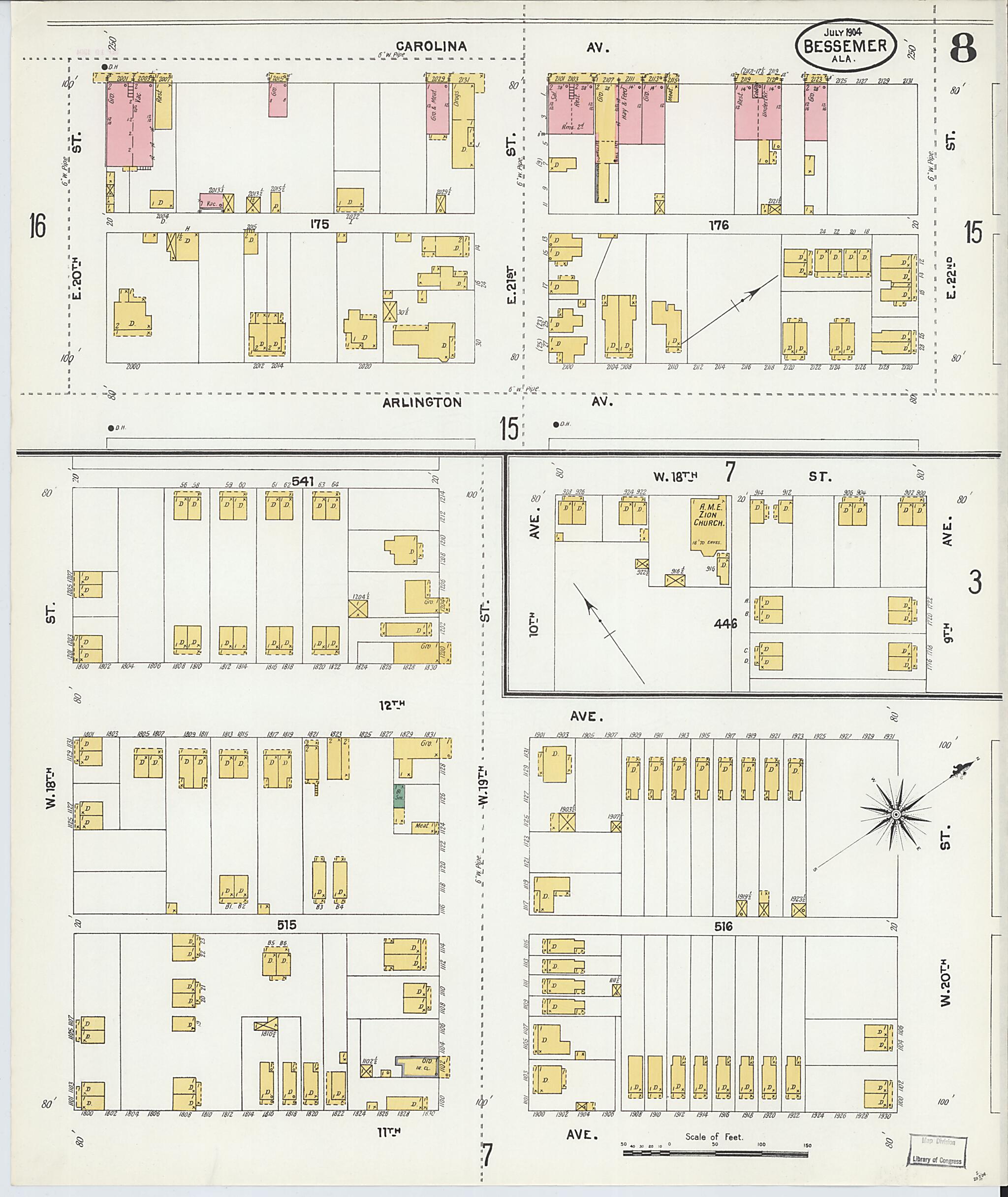 Bessemer, Jefferson County, Alabama 1904 (Sheet 8 of 20) by Relic Map Company