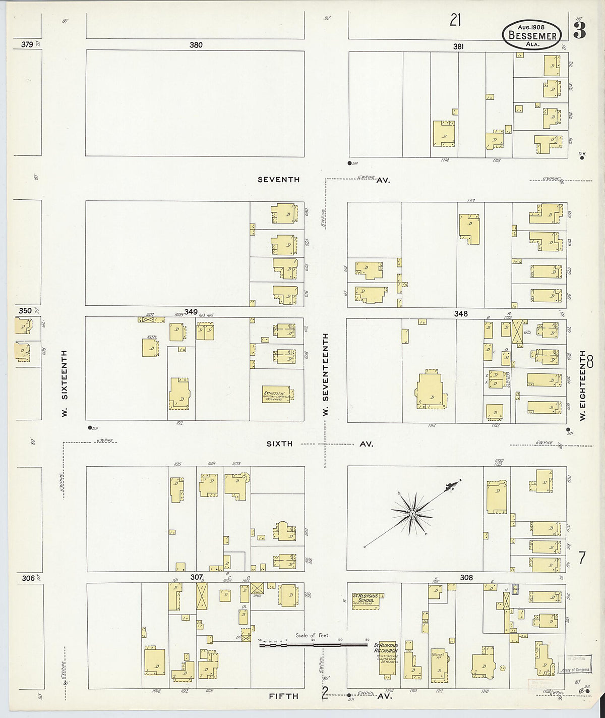 Bessemer, Jefferson County, Alabama 1908 (Sheet 3 of 24) by Relic Map Company
