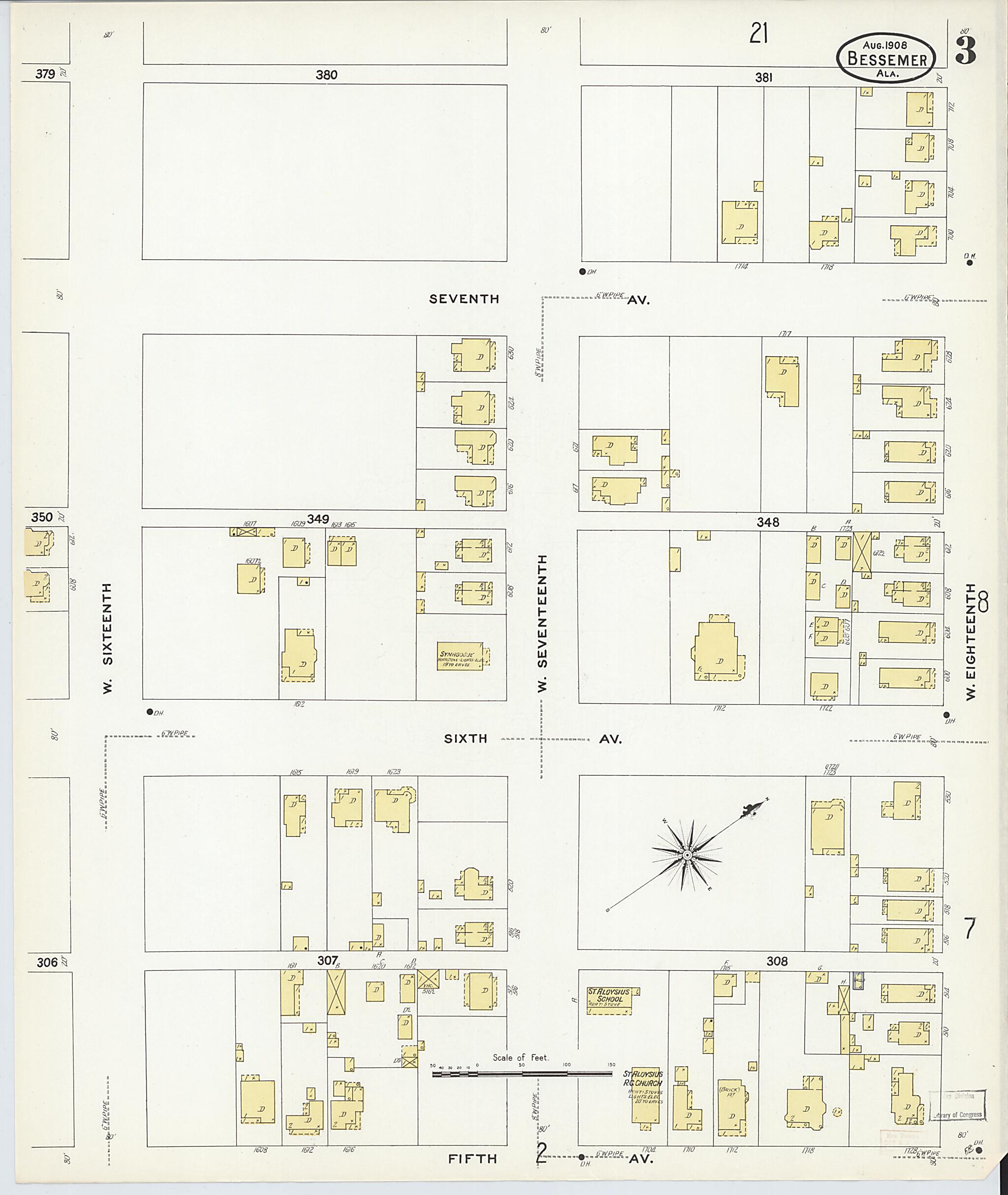 Bessemer, Jefferson County, Alabama 1908 (Sheet 3 of 24) by Relic Map Company