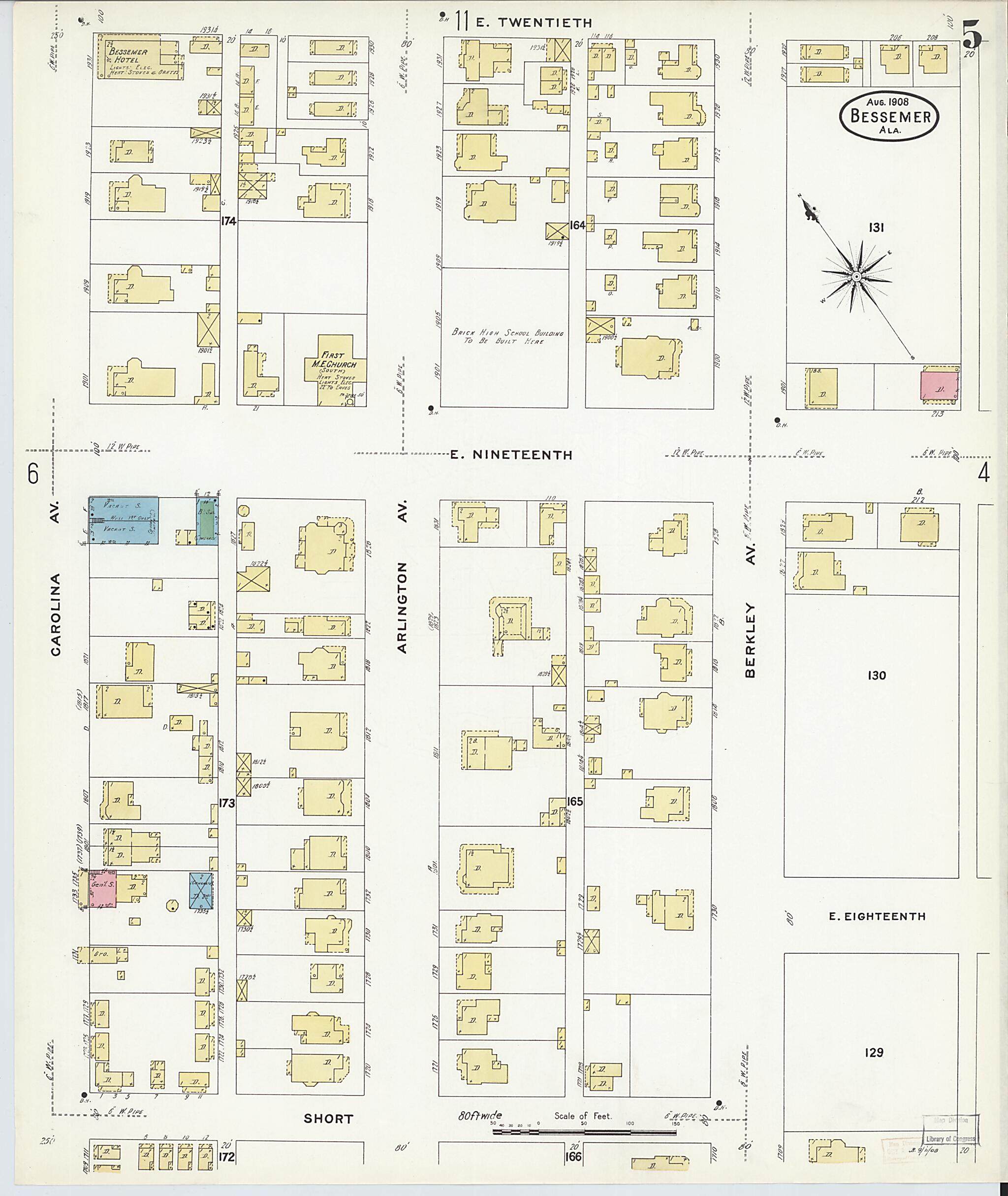 Bessemer, Jefferson County, Alabama 1908 (Sheet 5 of 24) by Relic Map Company