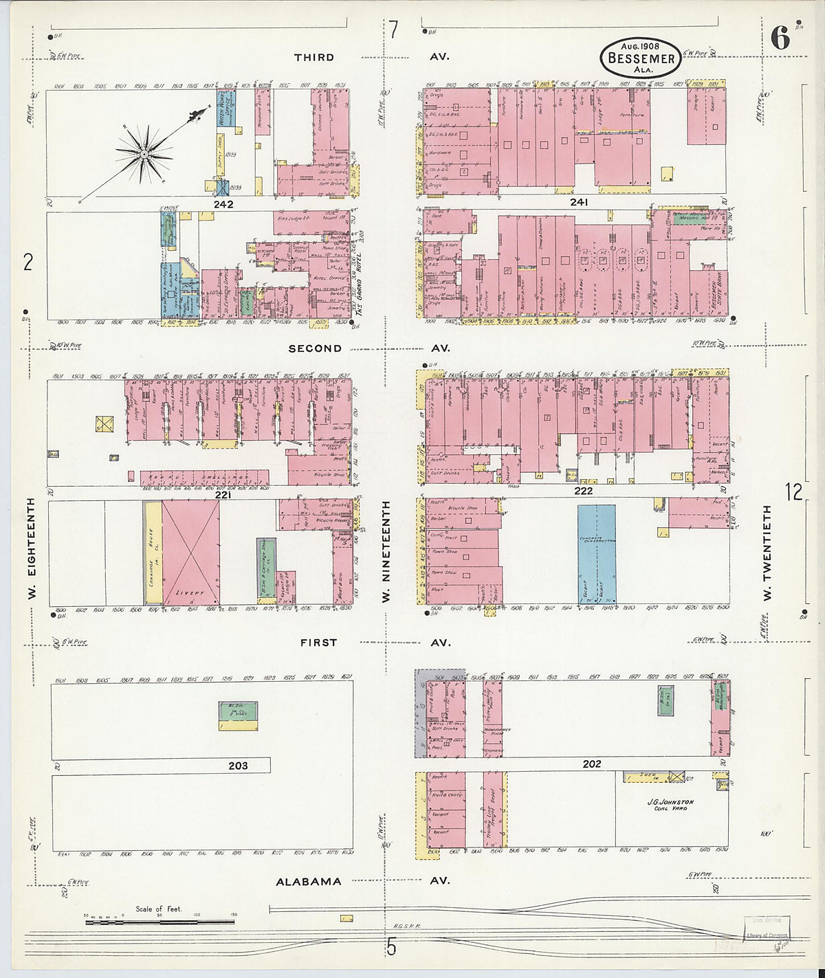Bessemer, Jefferson County, Alabama 1908 (Sheet 6 of 24) by Relic Map Company