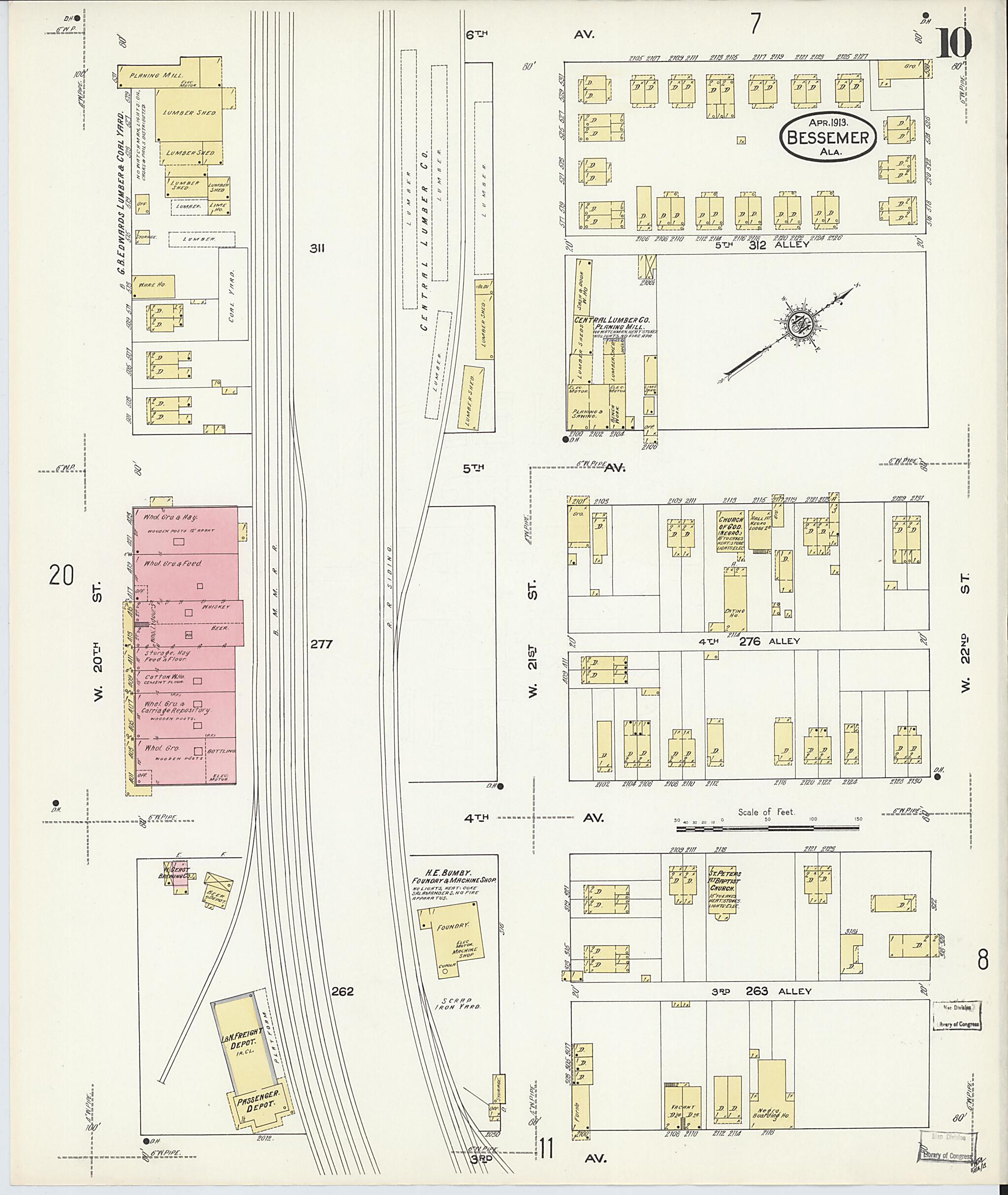 Bessemer, Jefferson County, Alabama 1913 (Sheet 10 of 28) by Relic Map Company