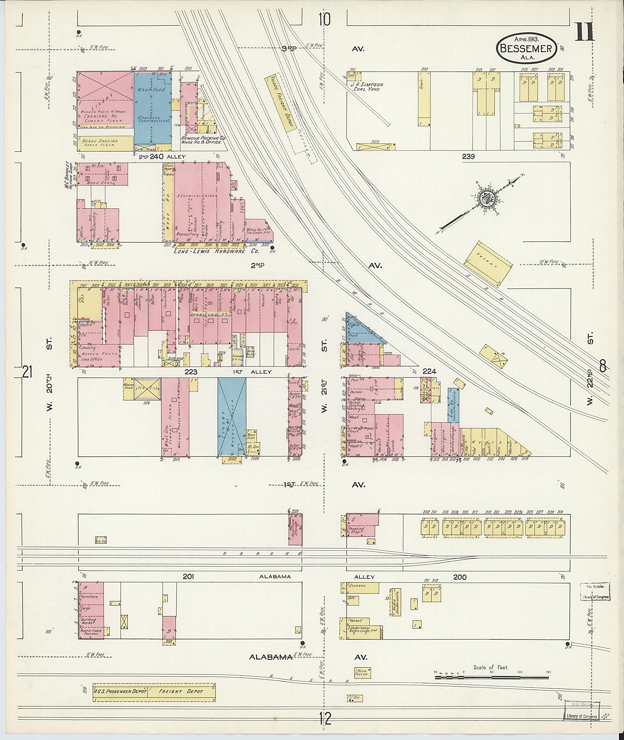 Bessemer, Jefferson County, Alabama 1913 (Sheet 11 of 28) by Relic Map Company